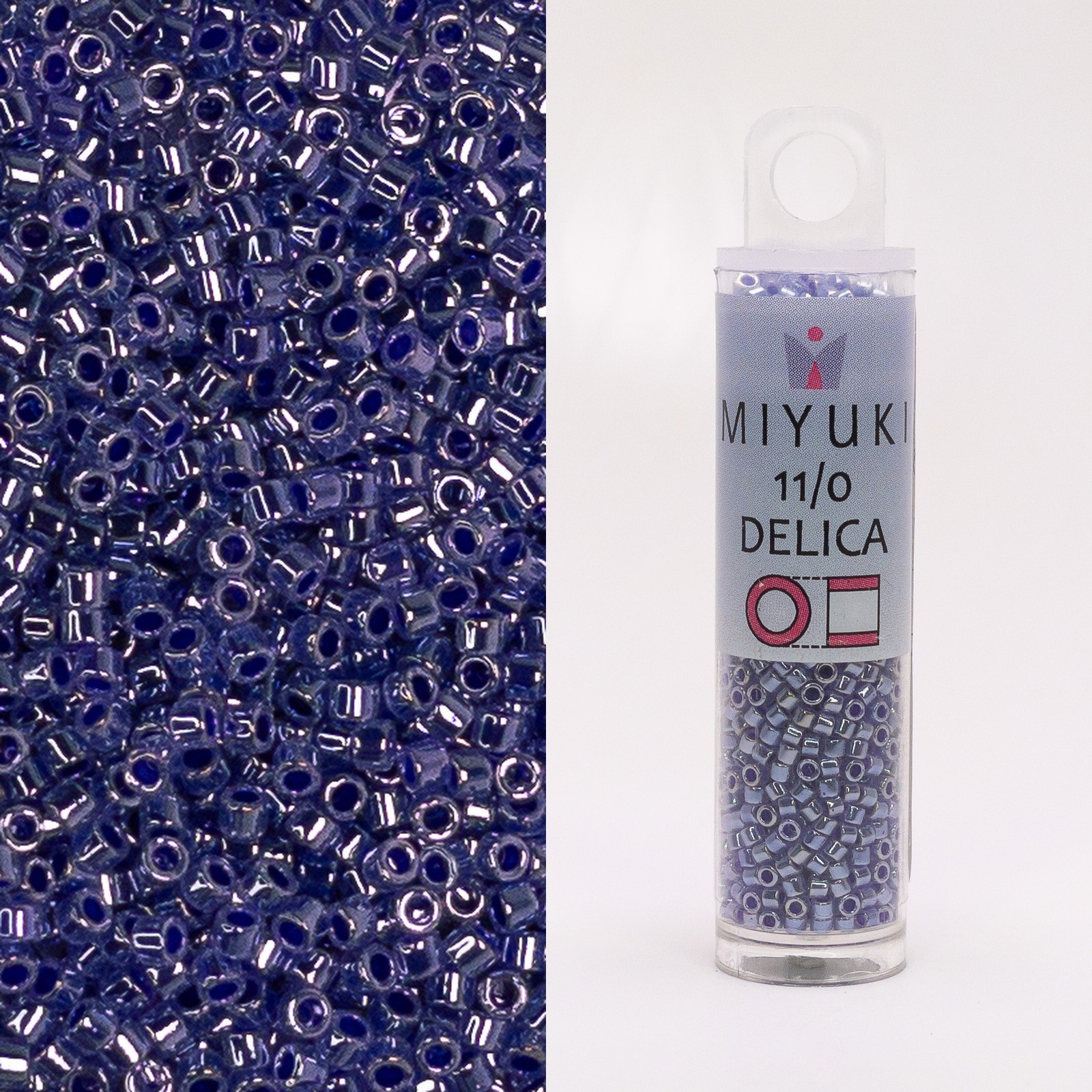 Miyuki Delica 11/0 Lined Crystal/Violet DB250 7.2g Tube