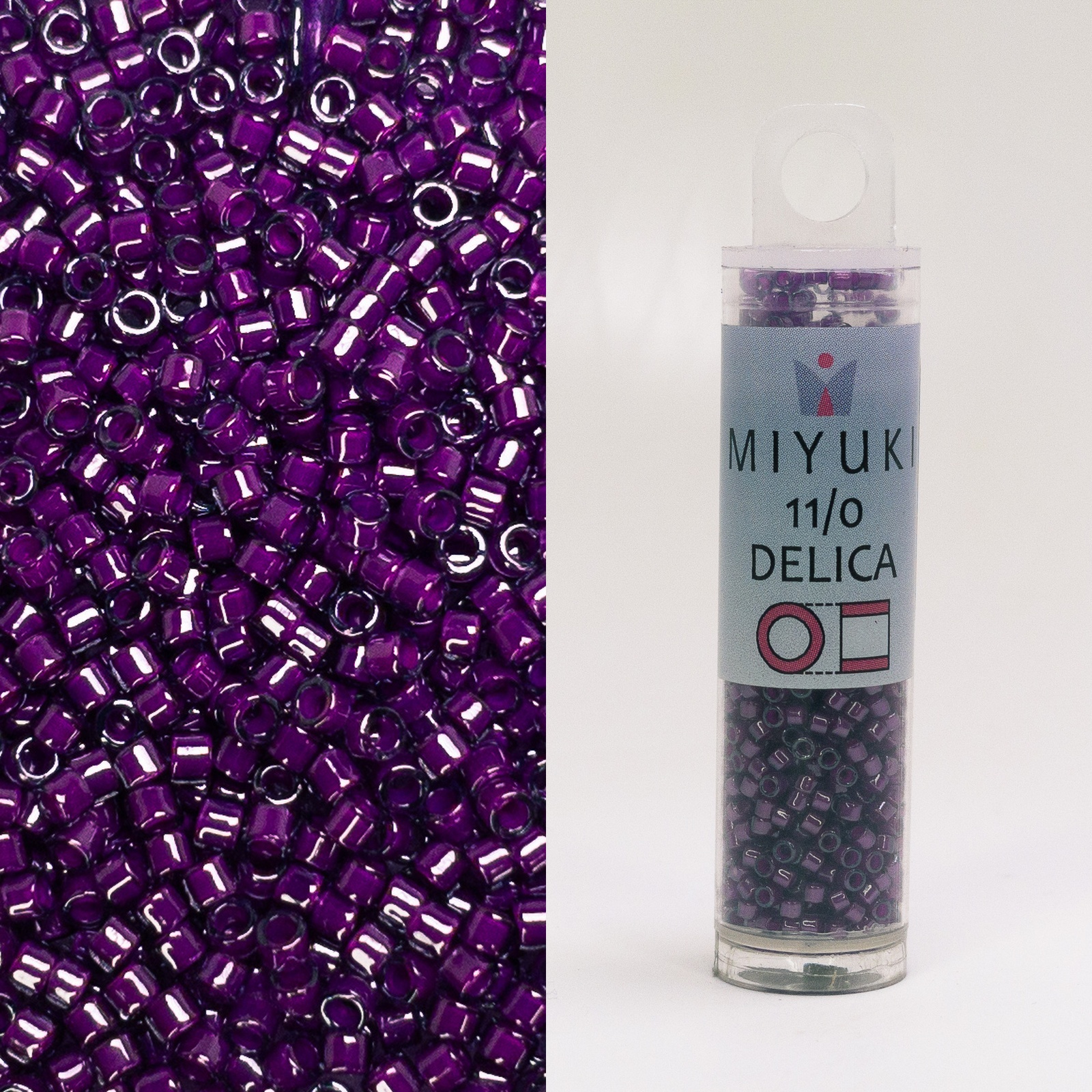 Miyuki Delica 11/0 Lned Pale Bl/Magenta Lstr DB281 7.2g Tube