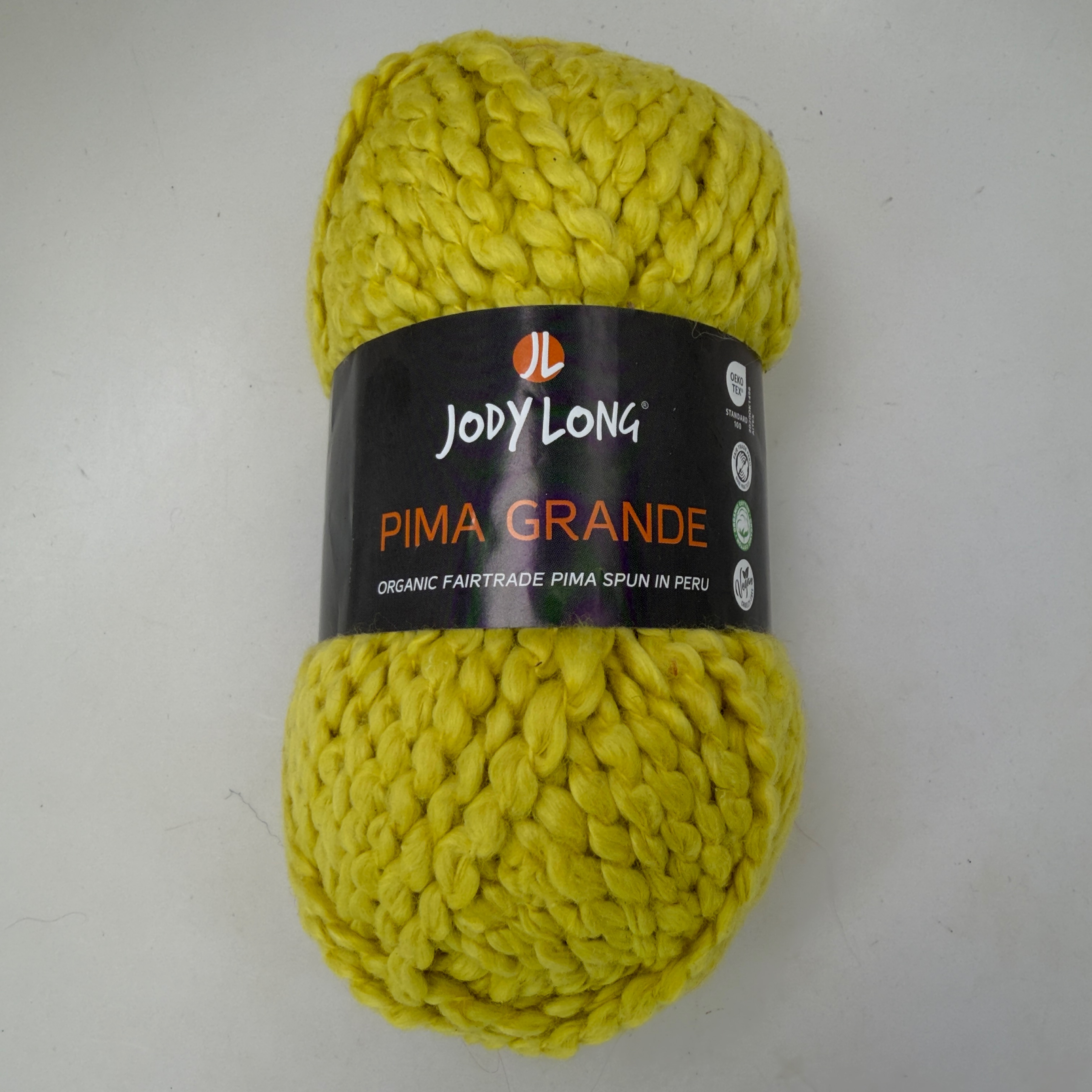 Jody Long Pima Grande Organic Pima Cotton Yarn Color 20 Yellow 100g Skein