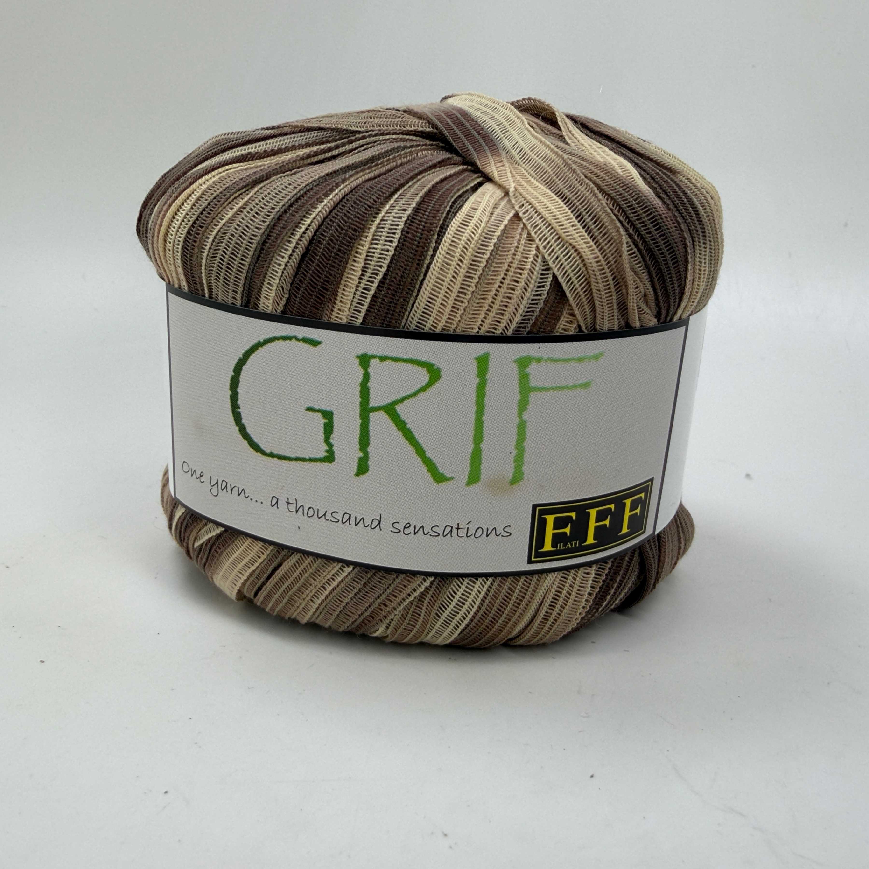 FFF Filati GRIF Ribbon Yarn Color 314 Brown Tan Cotton Blend 50g 88yd Italy