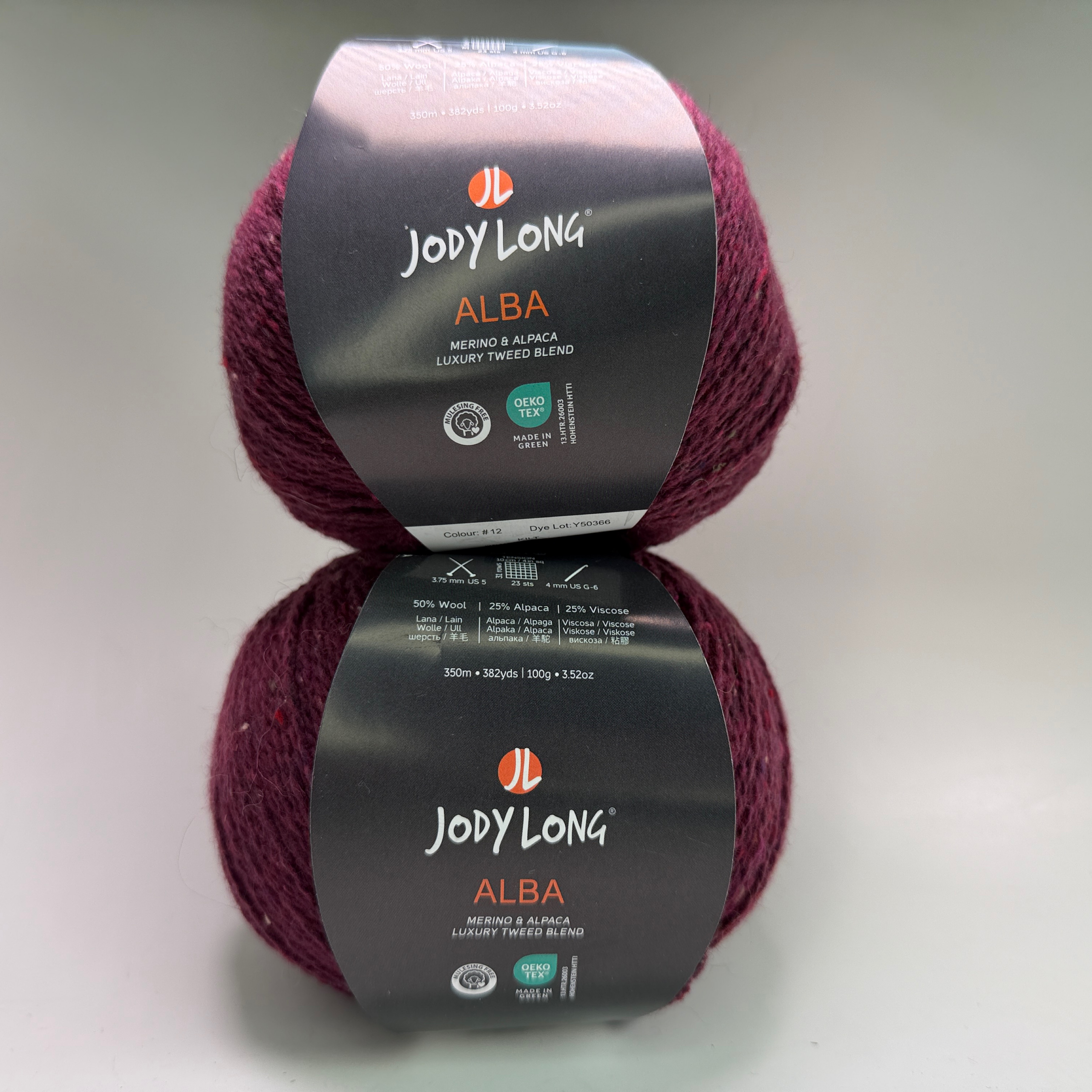 Lot of 2 Jody Long Alba Luxury Tweed Yarn - Color #12 Kilt - 200g Total