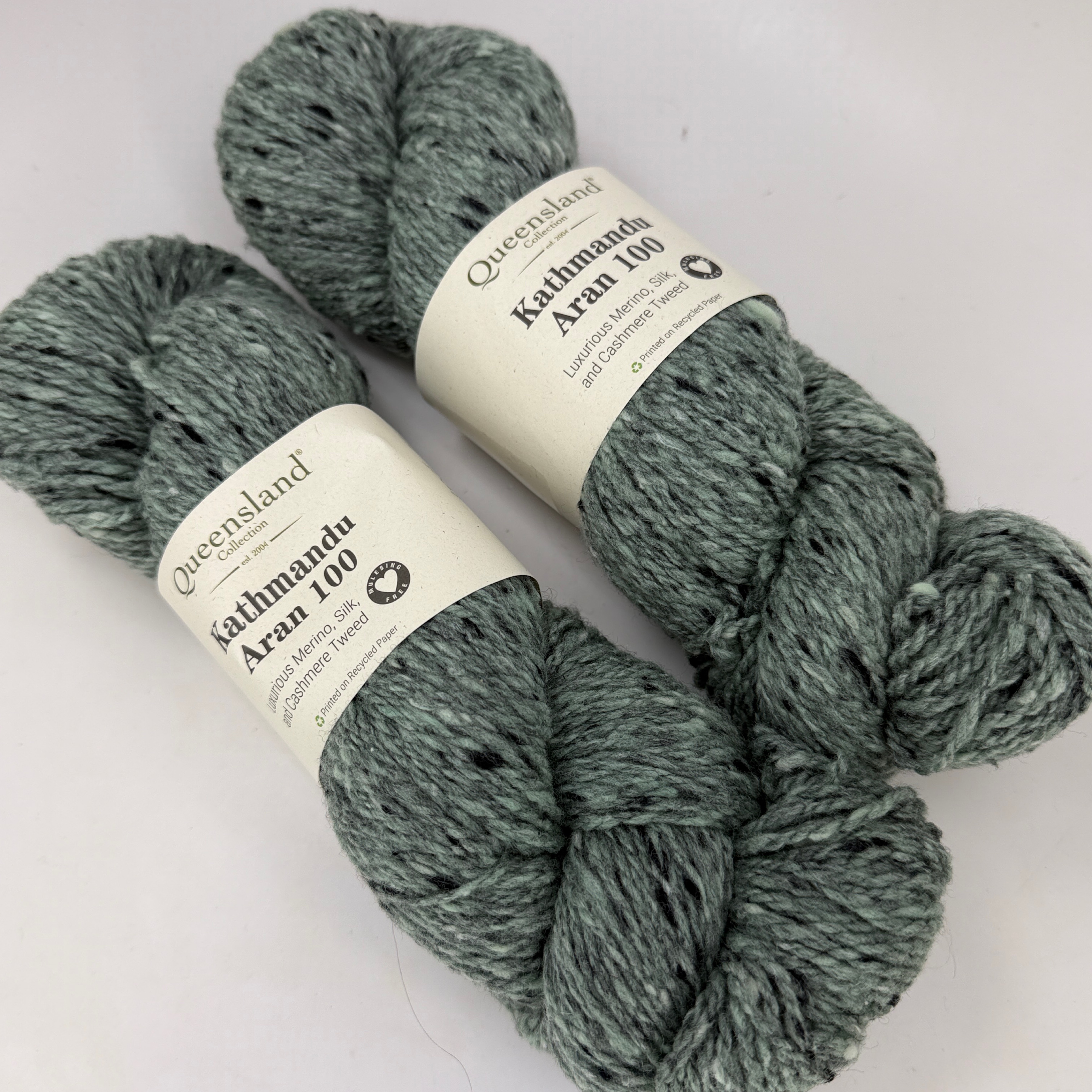Queensland Collection Kathmandu Aran 100 Yarn Color 18 Seaweed Lot of 2 Skeins