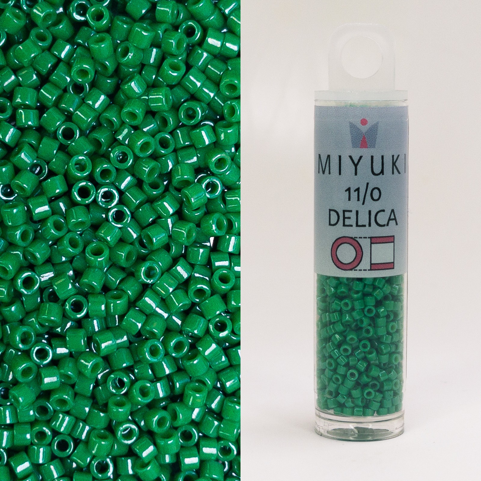 Miyuki Delica 11/0 Dyed Opaque Kelly Green DB655 7.2g Tube