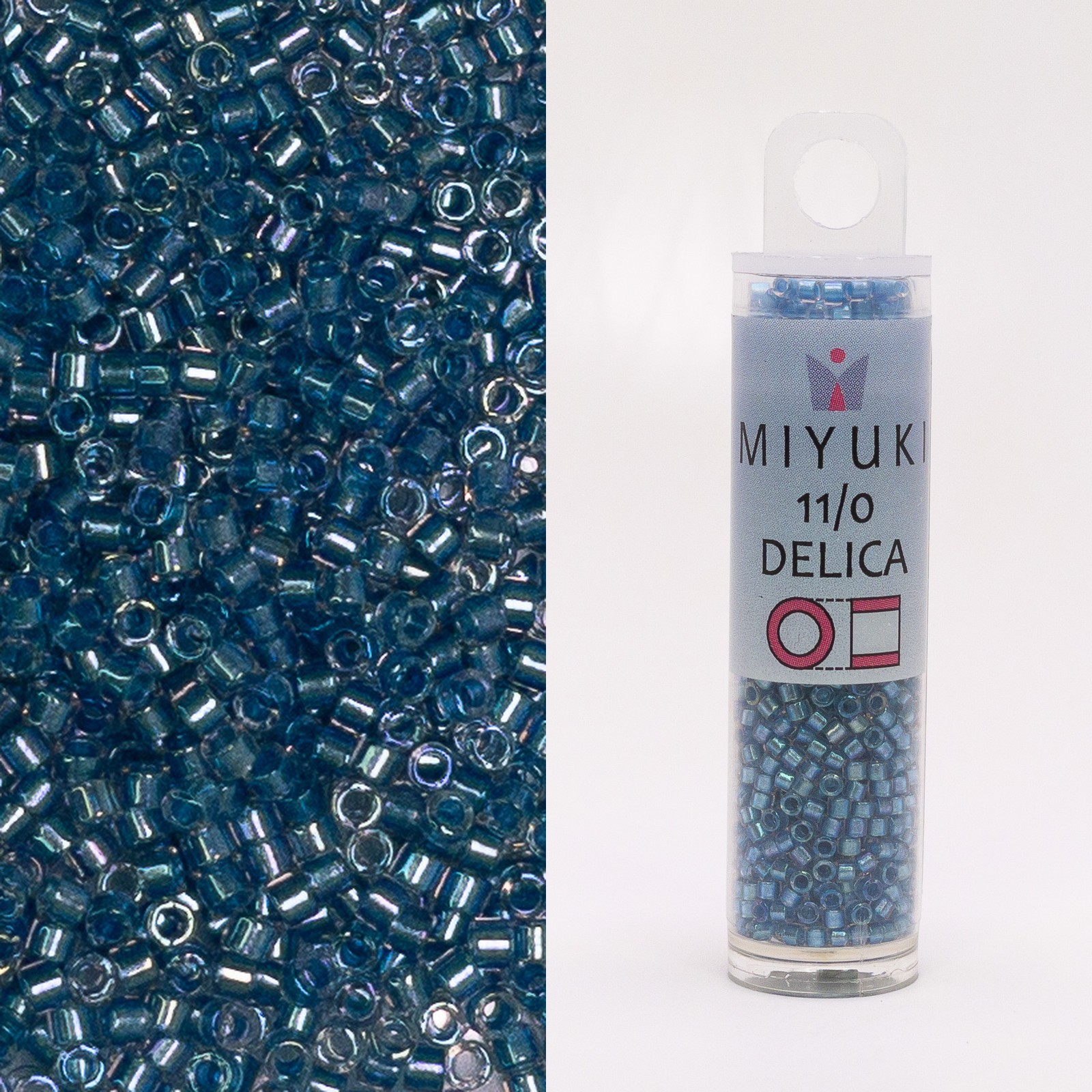 Miyuki Delica 11/0 Spkl Sky Blue Lined Crystal AB DB1762 7.2g Tube