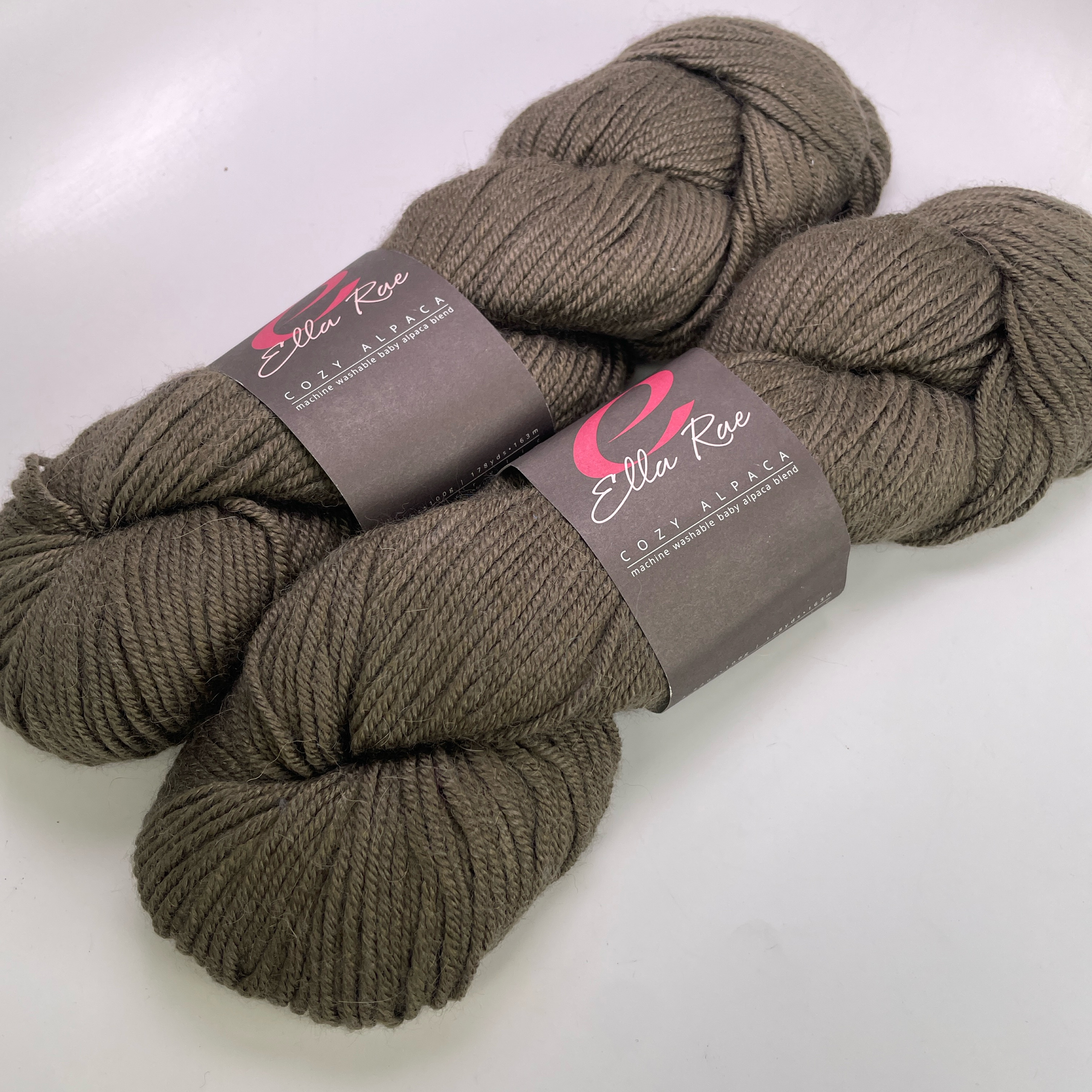 Ella Rae Cozy Alpaca Yarn Lot of 2 Hanks Color 14 Dark Taupe Worsted 200g Total
