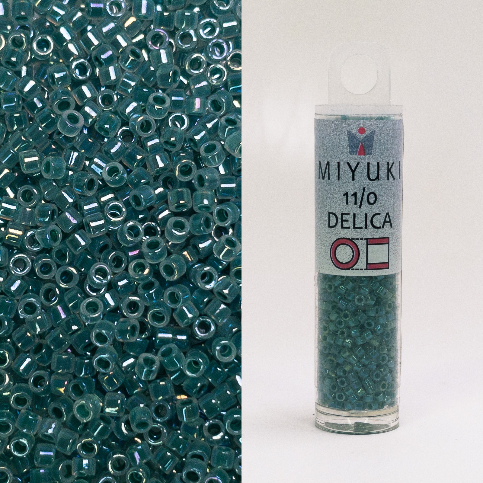 Miyuki Delica 11/0 Forest Green Lined Opal AB DB1768 7.2g Tube