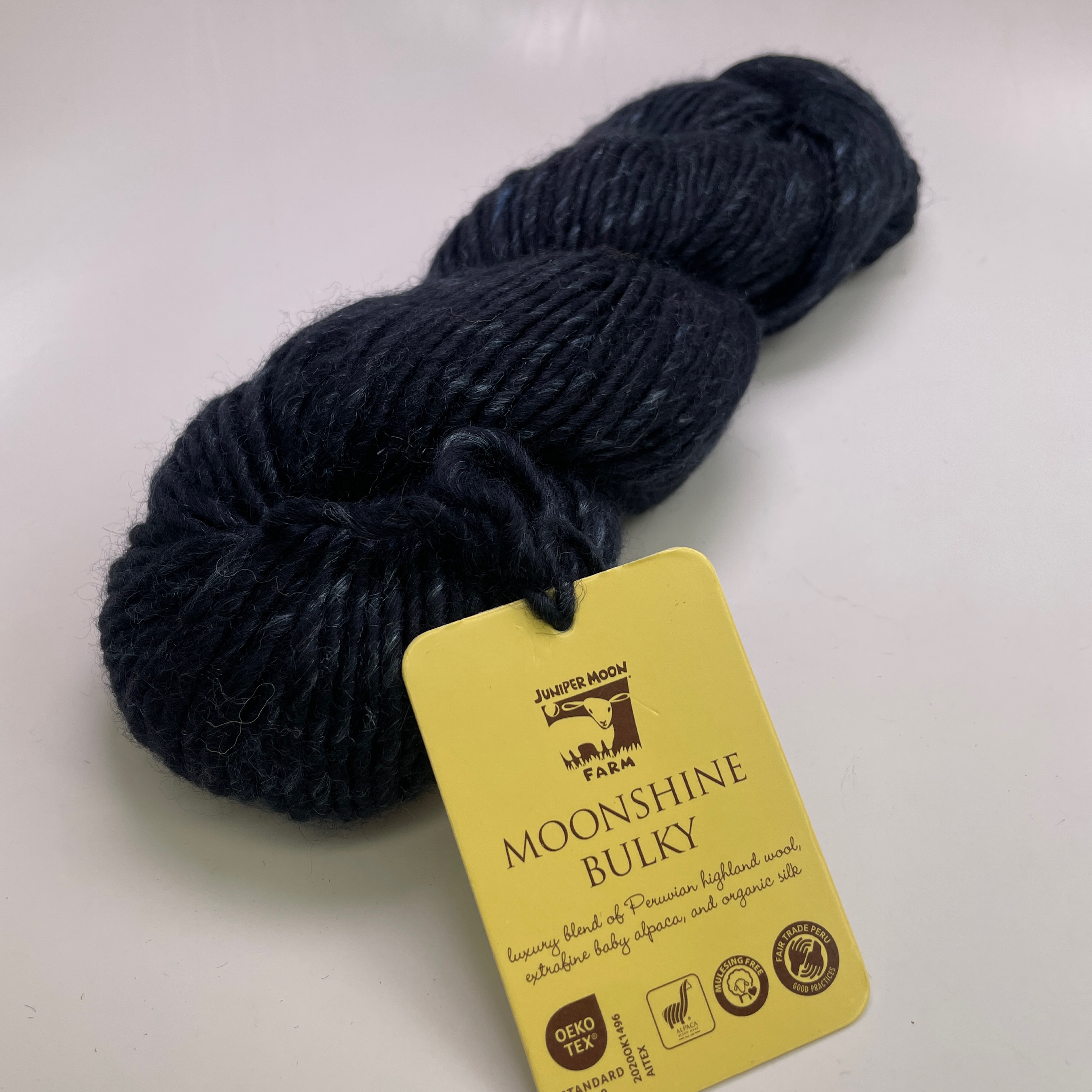 Juniper Moon Farm Moonshine Bulky Yarn Color 03 Navy Blue 100g Wool Alpaca Silk