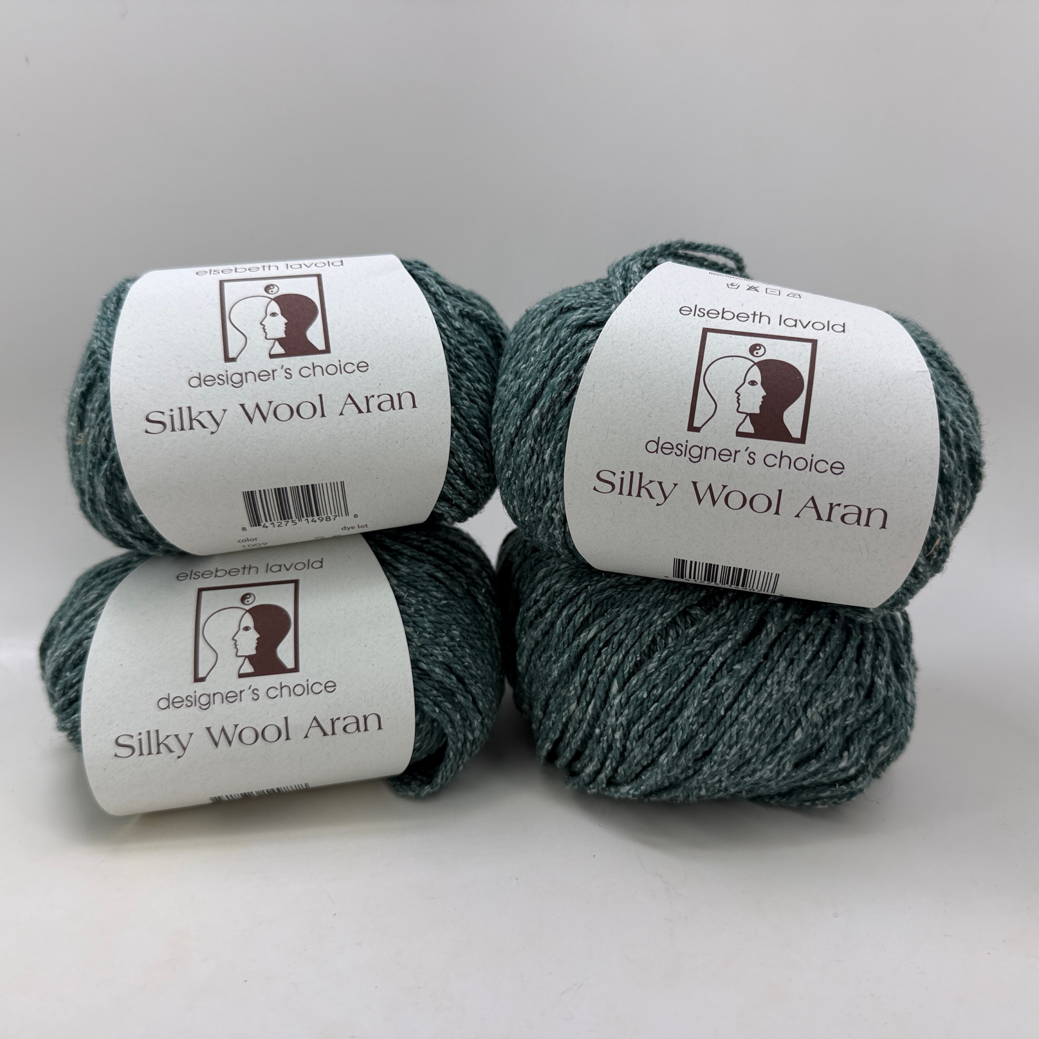 Elsebeth Lavold Silky Wool Aran Yarn Lot of 4 Color 1009 Viridian 50g Skeins