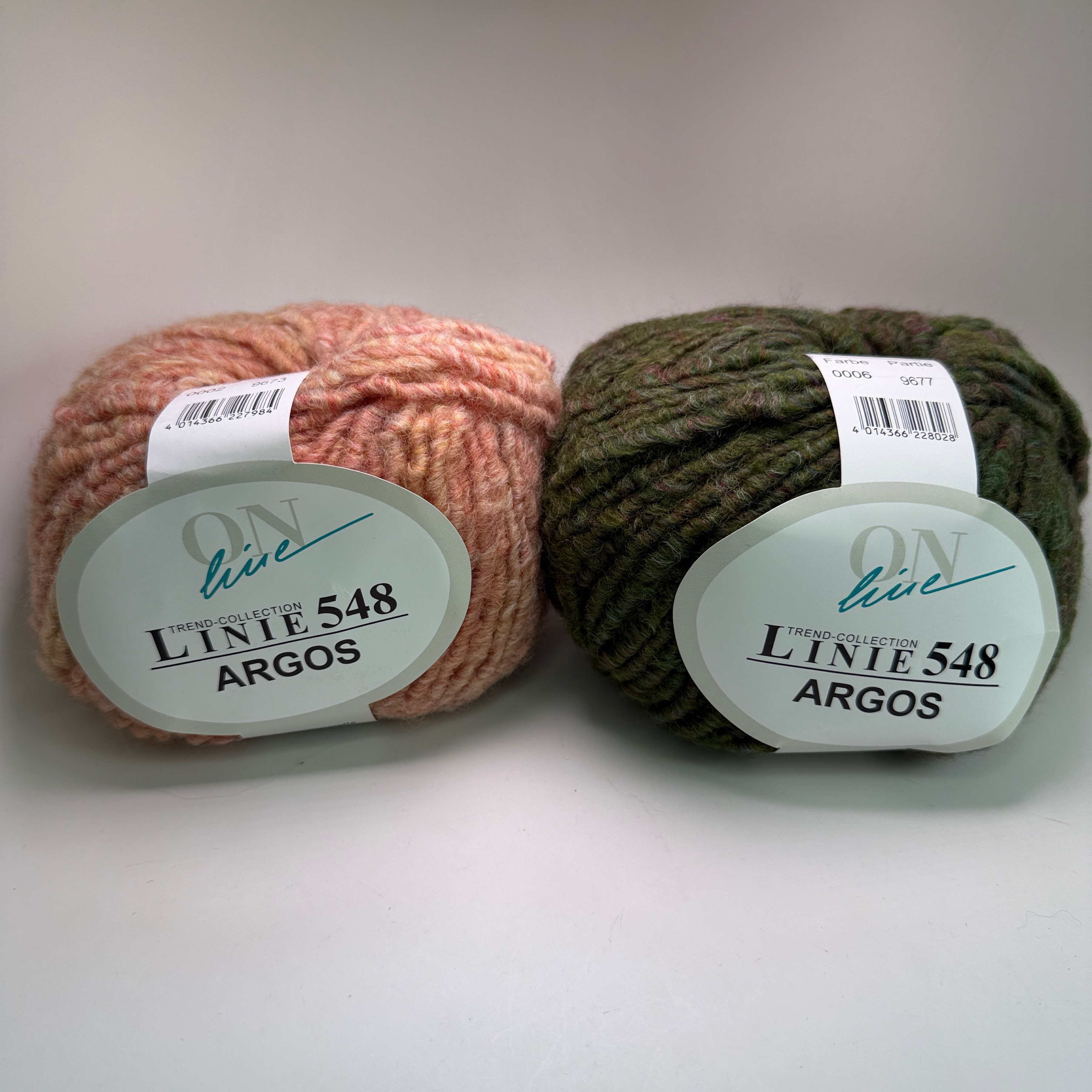 Lot of 2 ONline Linie 548 Argos Yarn 100g Skeins Colors 0002 & 0006 Bulky Weight
