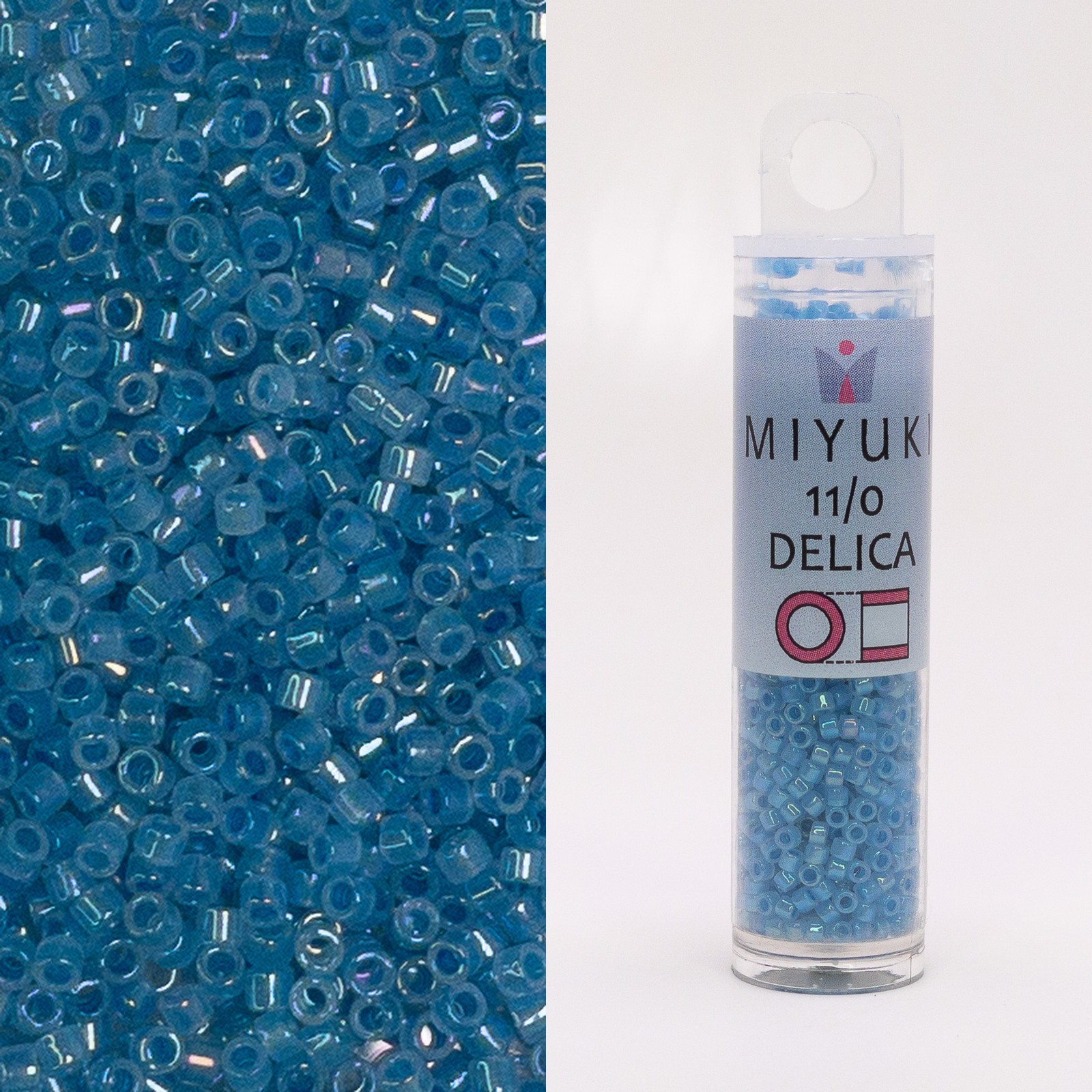Miyuki Delica 11/0 Spkl Sky Blue Lined Opal AB DB1761 7.2g Tube