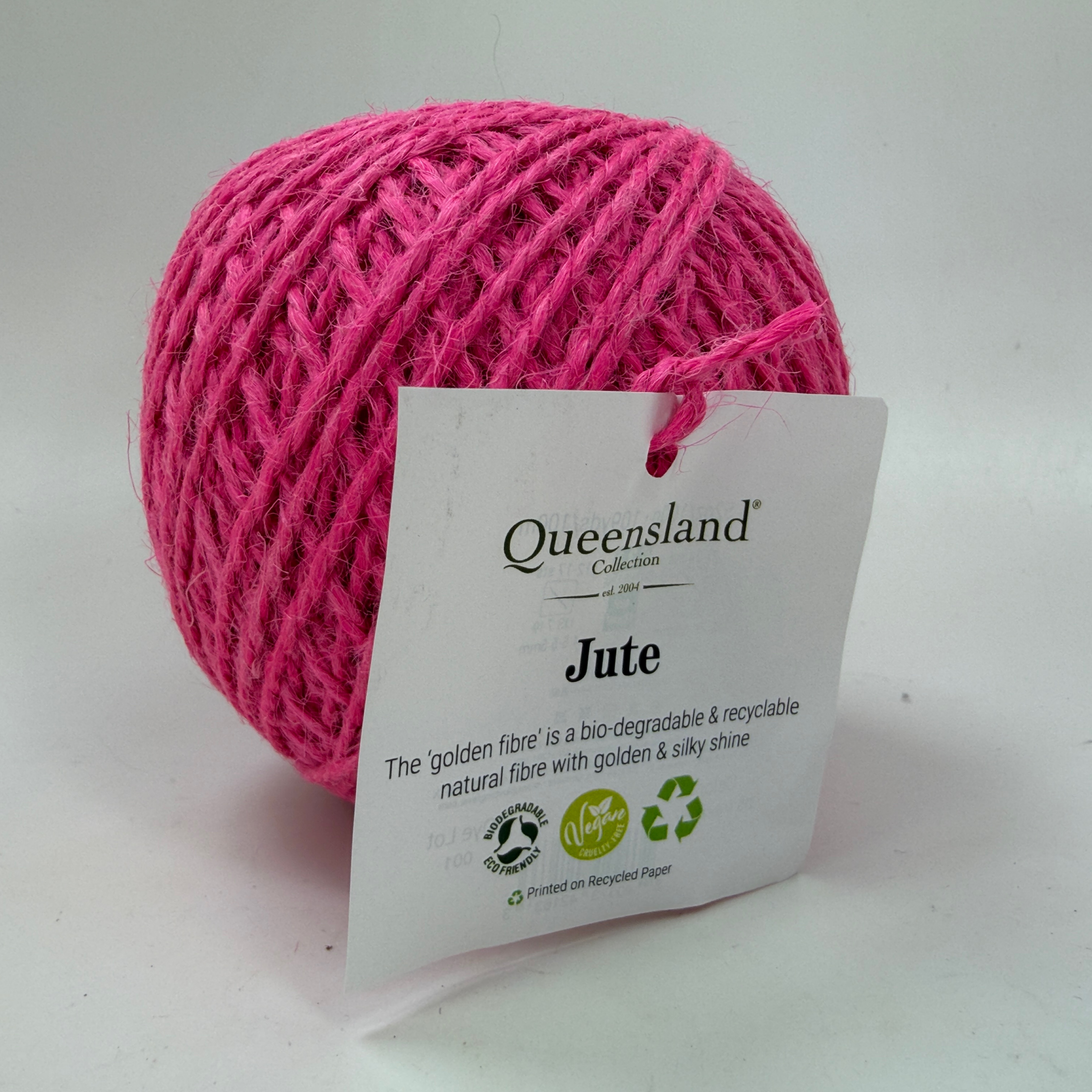Queensland Collection Jute Yarn 100g Ball Color 05 Vibrancy Hot Pink 109 Yds