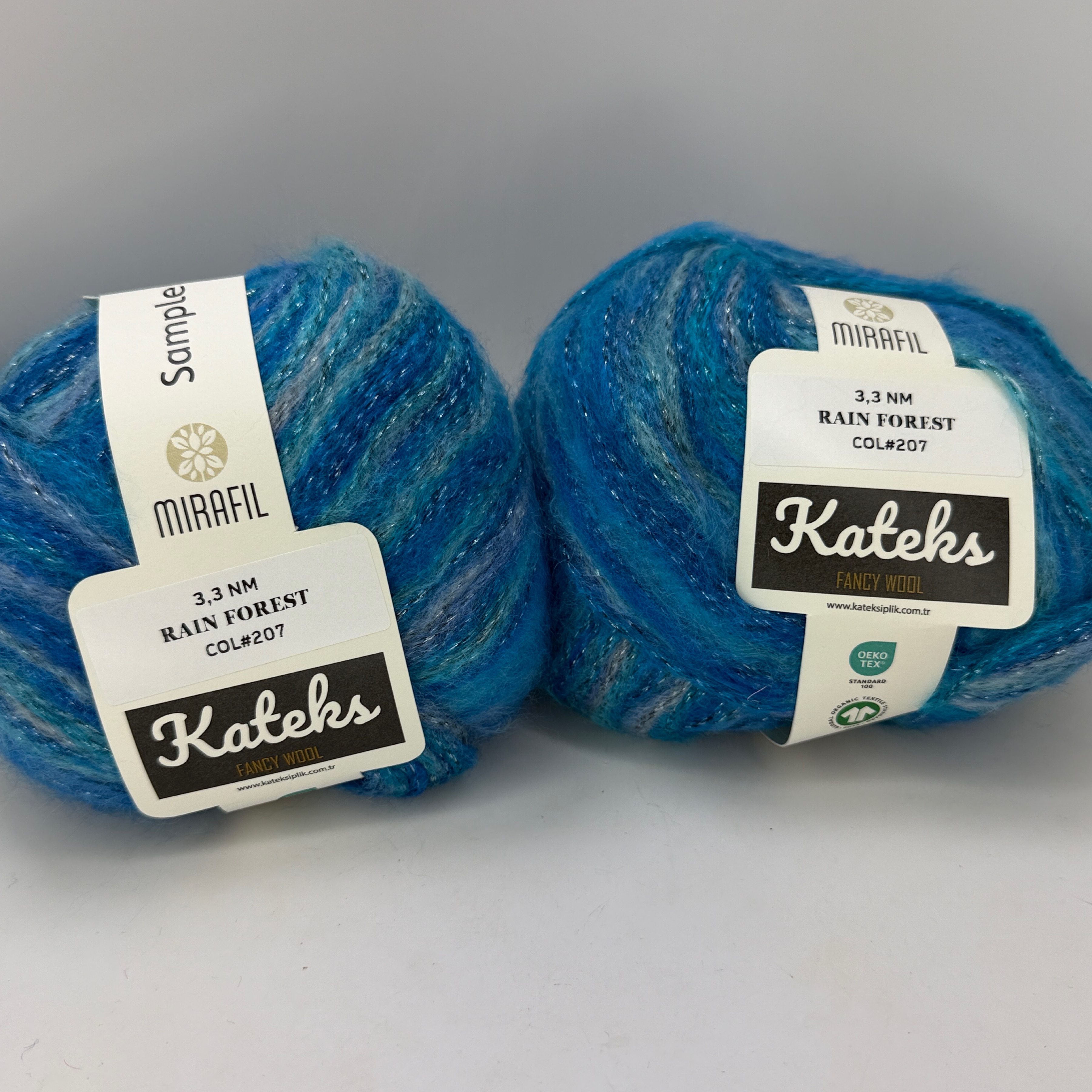 Lot of 2 Mirafil Fancy Wool Yarn Skeins 100g Rain Forest Col 207 Turkish Kateks