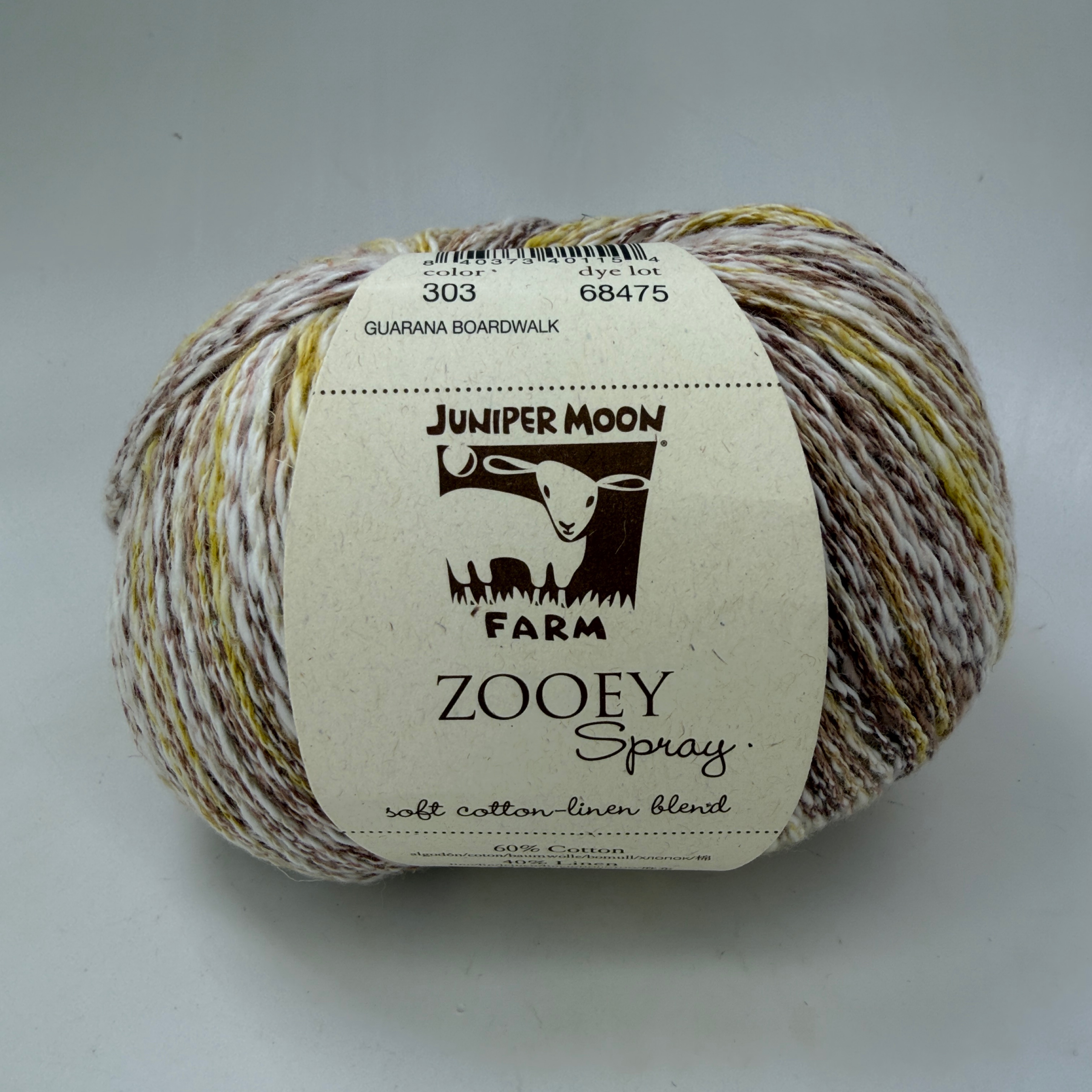 Juniper Moon Farm Zooey Spray Yarn Color 303 Guarana Boardwalk 100g Skein