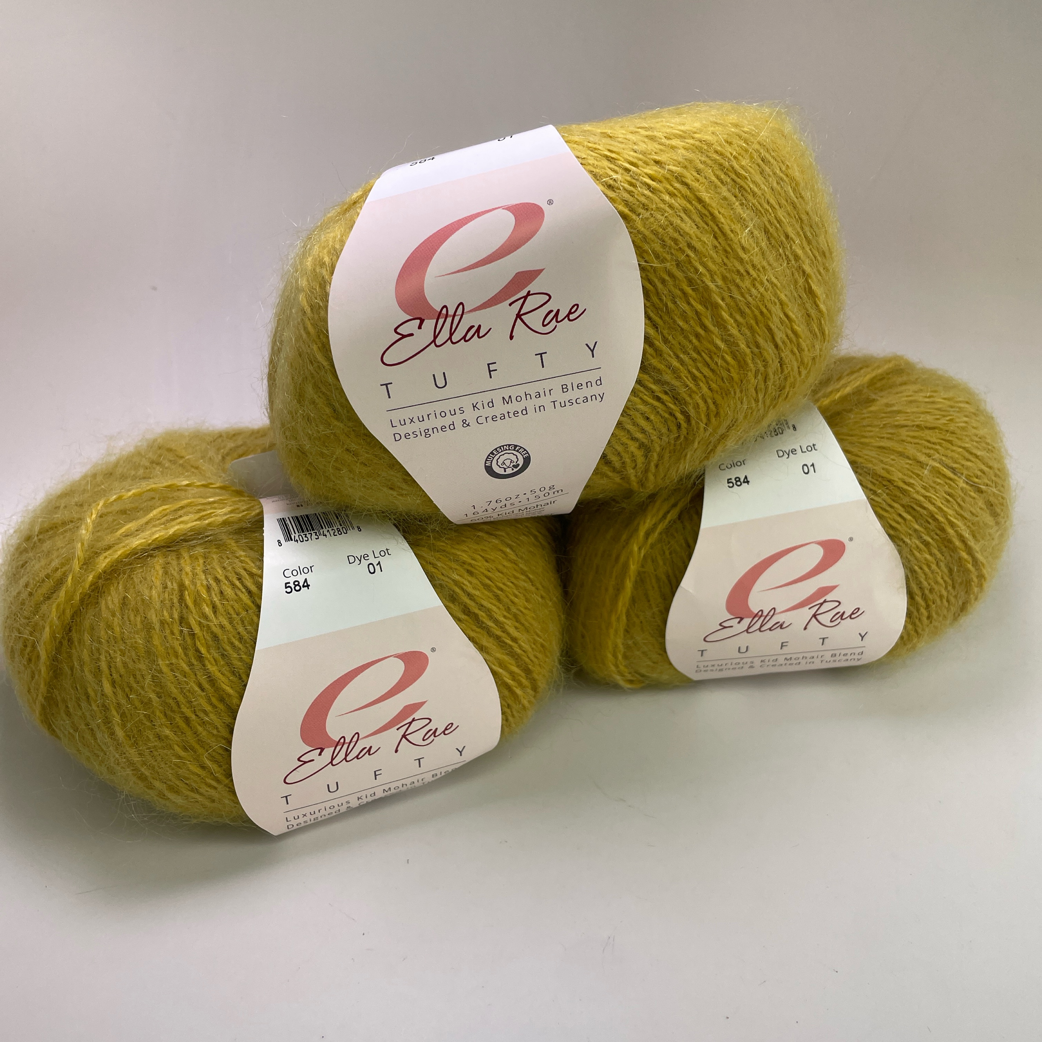 Ella Rae Tufty Kid Mohair Blend Yarn Color 584 Lot of 3 Skeins Dye Lot 01