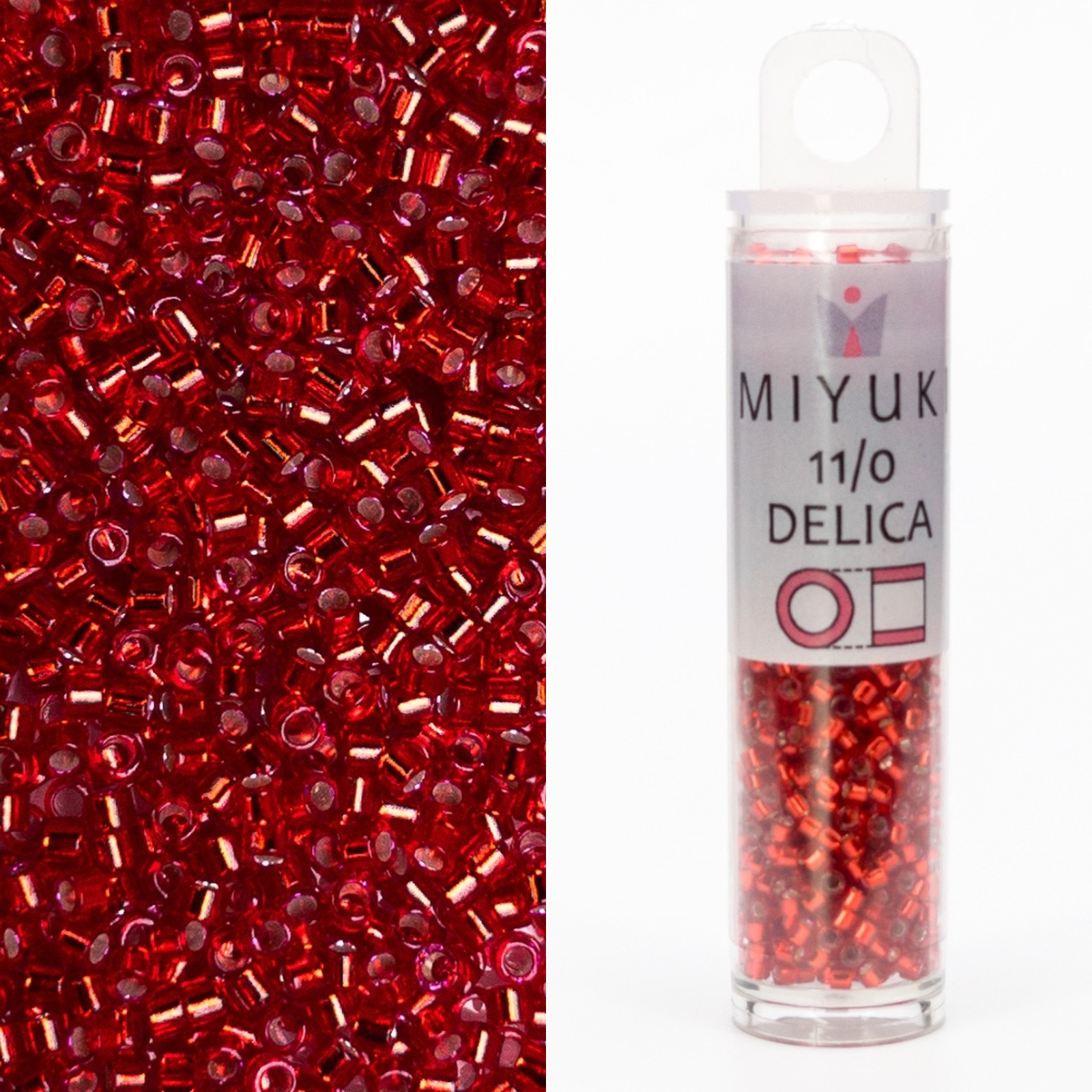 Miyuki Delica 11/0 S/L Red Dyed DB602 7.2g Tube