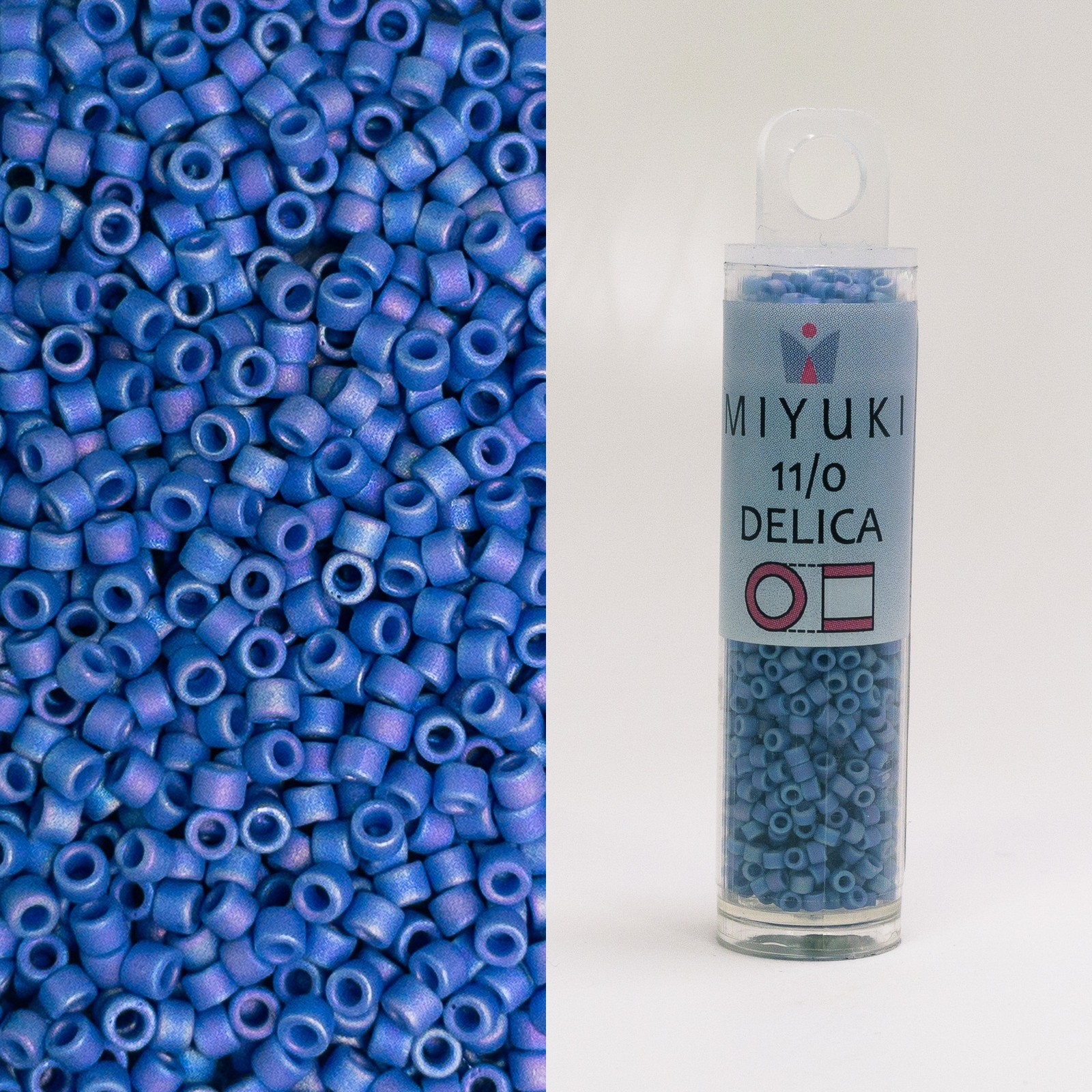 Miyuki Delica 11/0 Frost Opaque Glaze Rainbow Soft Blue DB2318 7.2g Tube