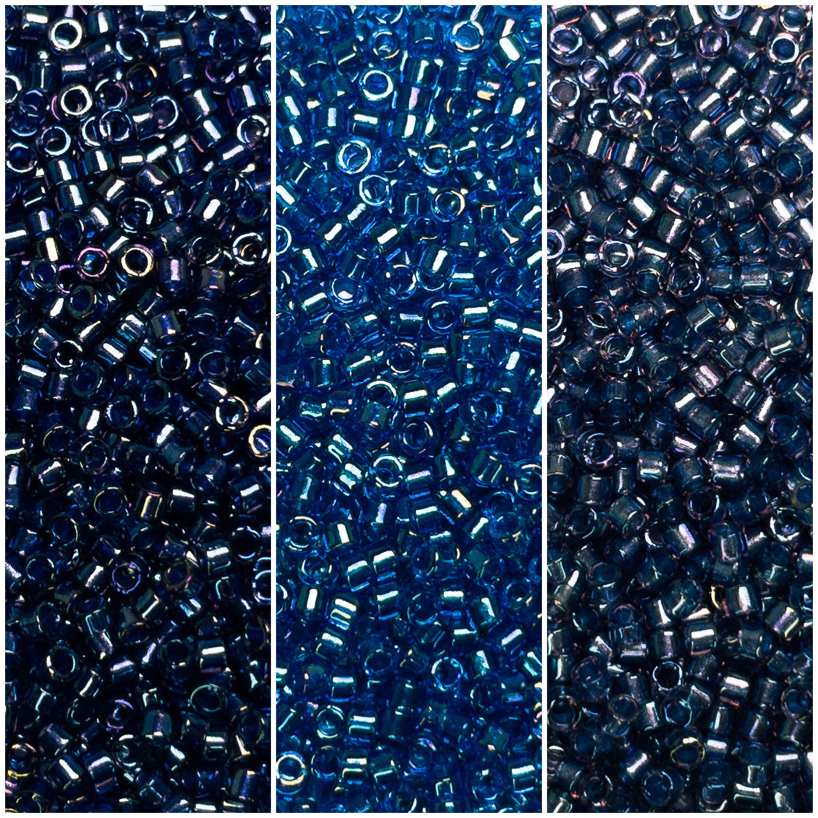 Miyuki Delica 11/0 Blue Inside Color Lined Collection DB2386, DB2385, DB2387