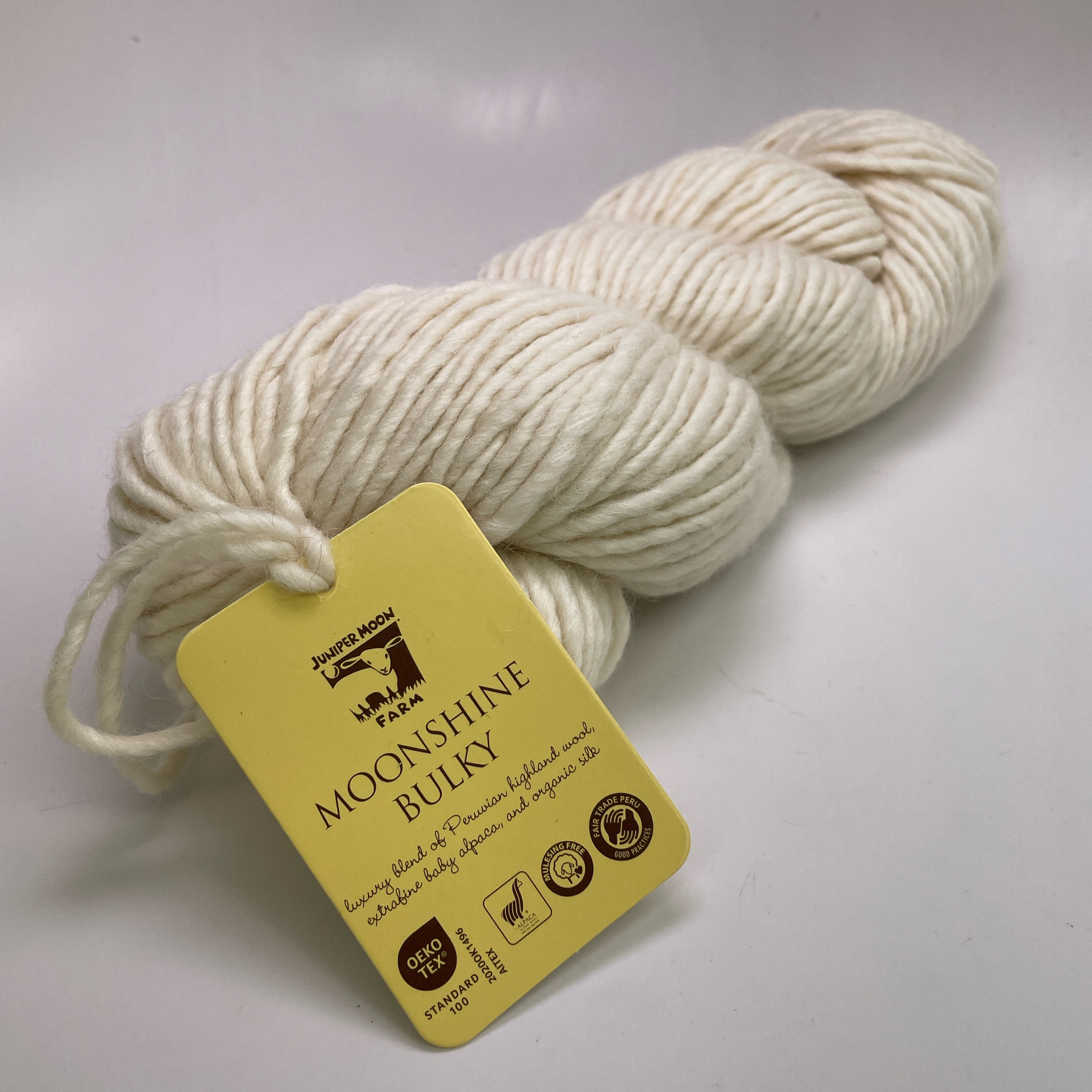 Juniper Moon Farm Moonshine Bulky Yarn Color 01 Cream 100g Wool Alpaca Silk