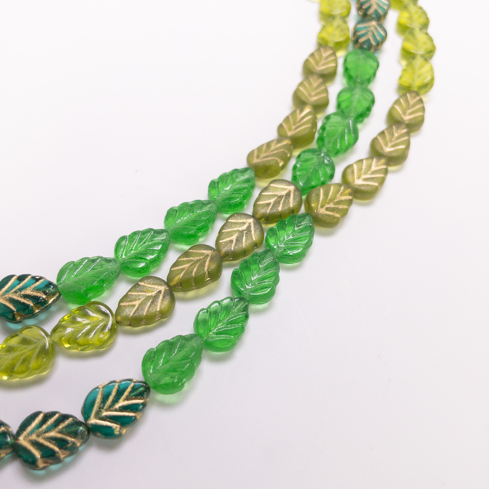 Czech Glass Table Cut Fire Polished Leaf Beads - 6 Inch Strand 8-10mm