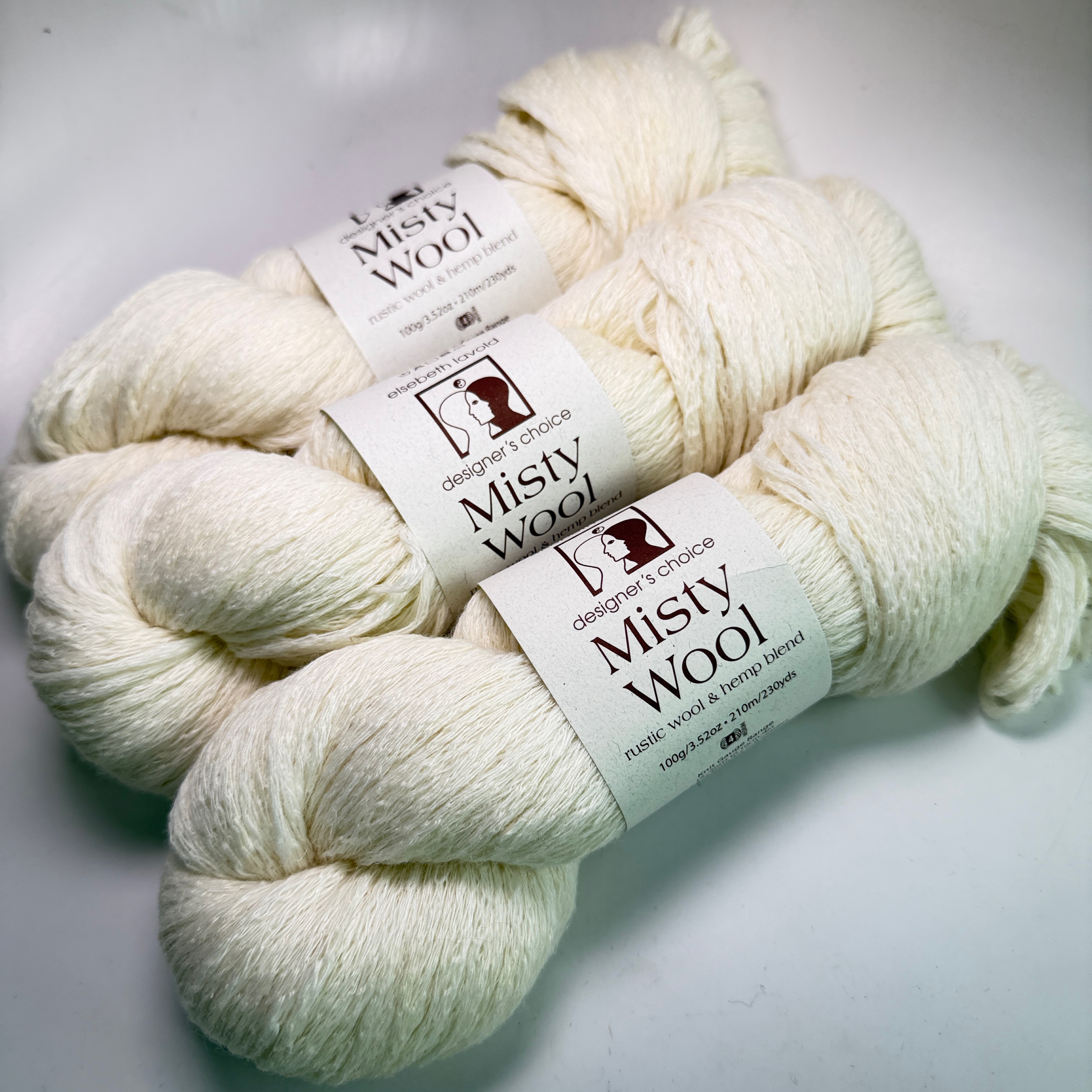 Lot of 3 Elsebeth Lavold Misty Wool Yarn Color 26 Ivory Dye Lot 63 300g Total