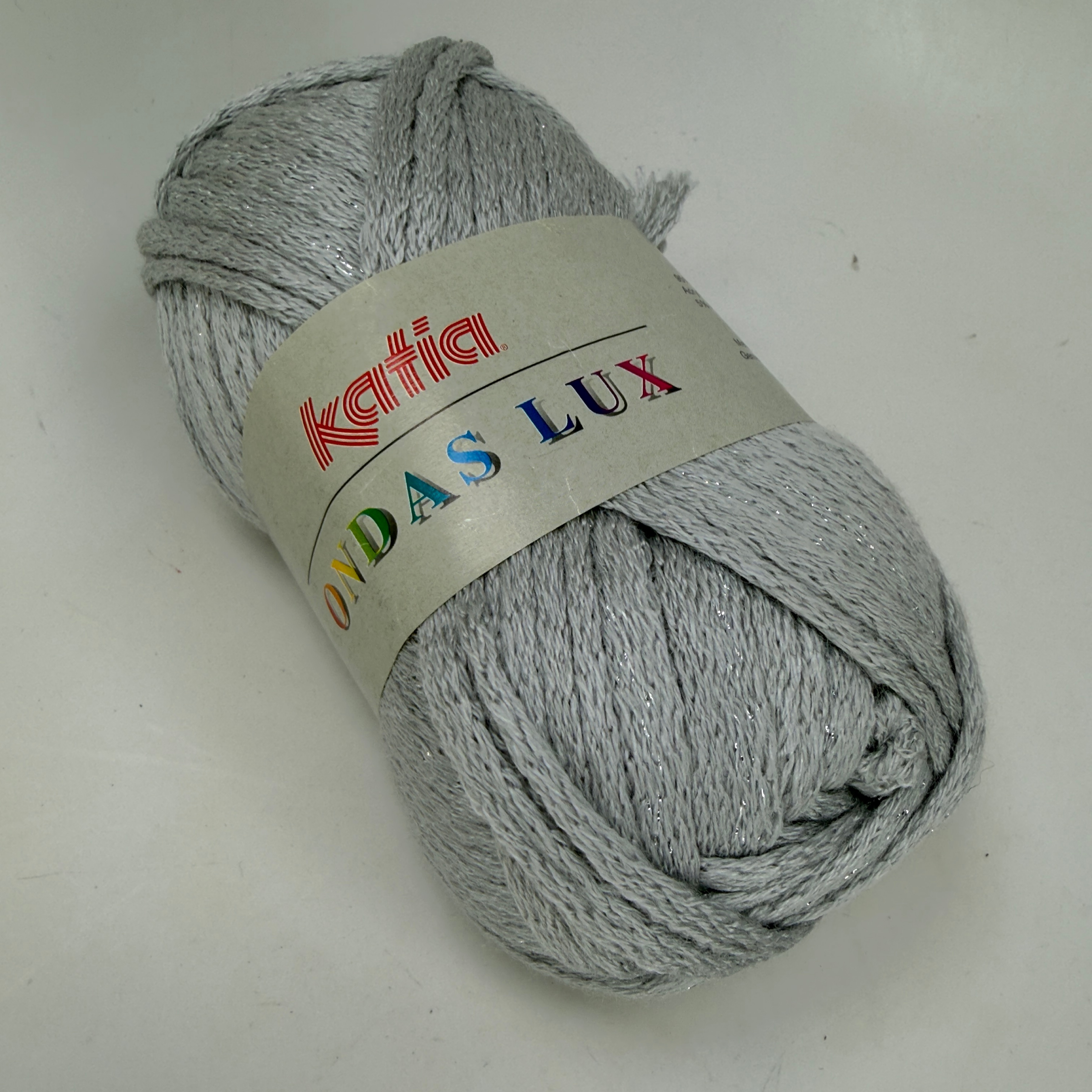 Katia Ondas Lux Metallic Ruffle Scarf Mesh Ribbon Yarn Silver Gray Color 300