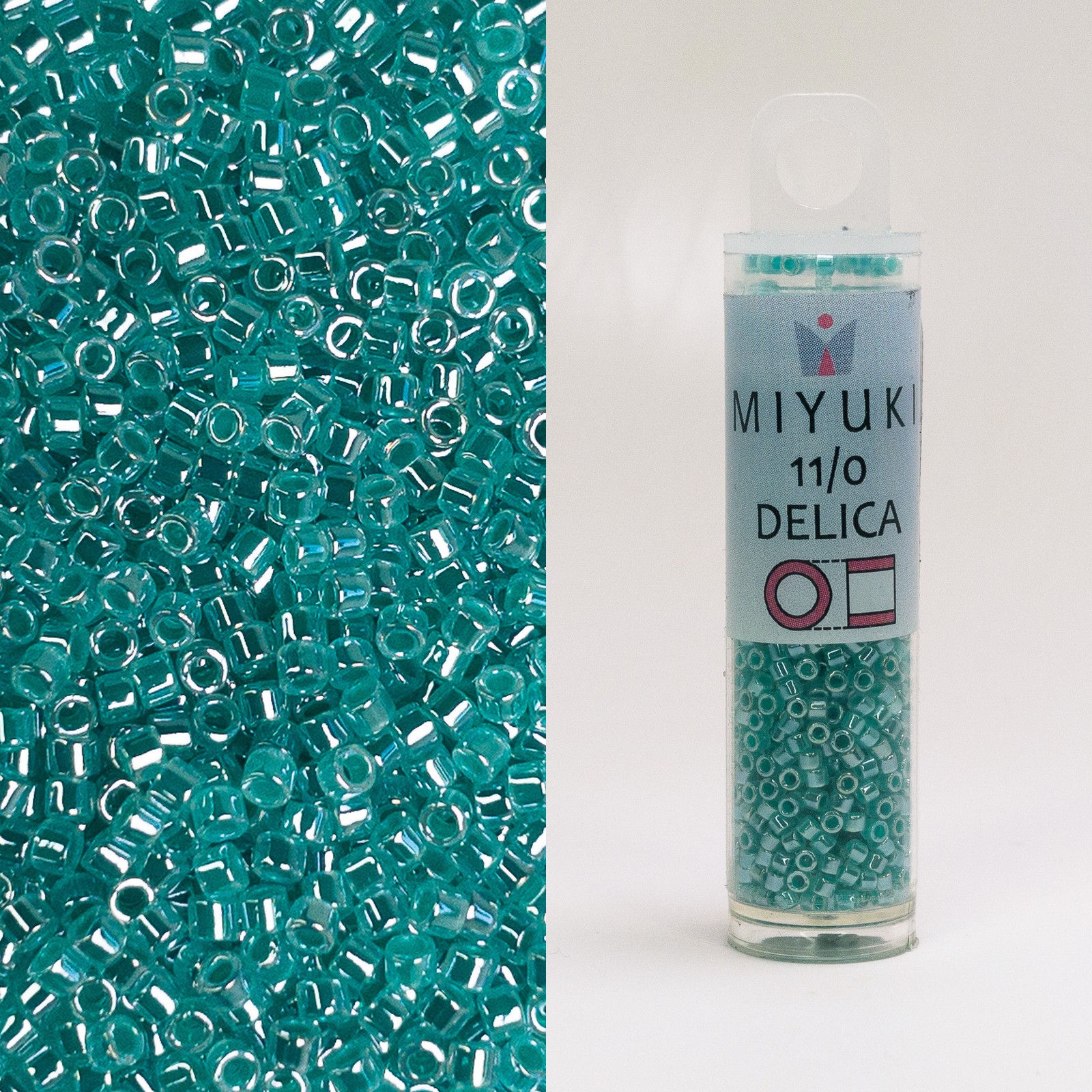 Miyuki Delica 11/0 Lined Crystal Green Aqua Luster DB238 7.2g Tube
