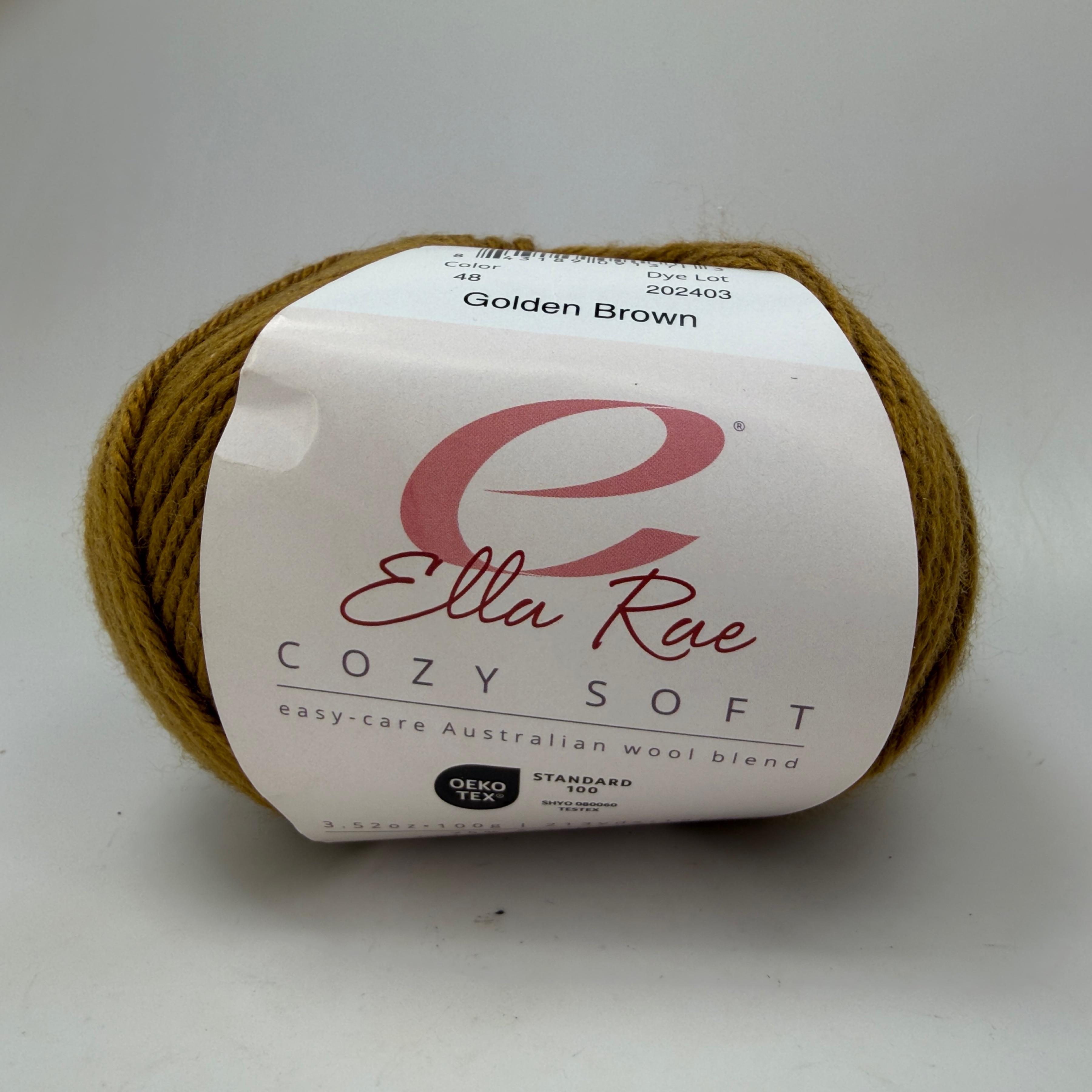 Ella Rae Cozy Soft Yarn Color 48 Golden Brown 100g Wool Blend DK Skein