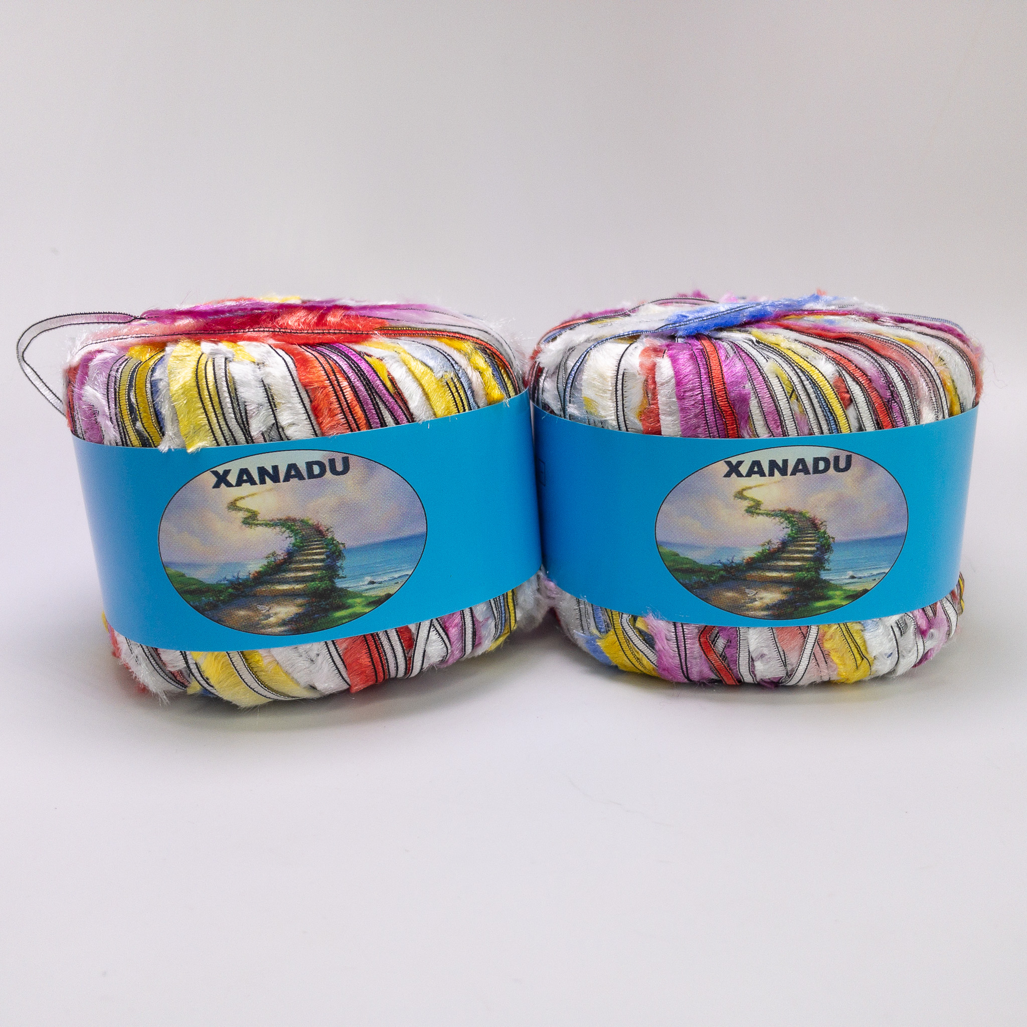 Xanadu Italian Ribbon Yarn Lot of 2 Color 201 Multi Matched Dye Lot 9834