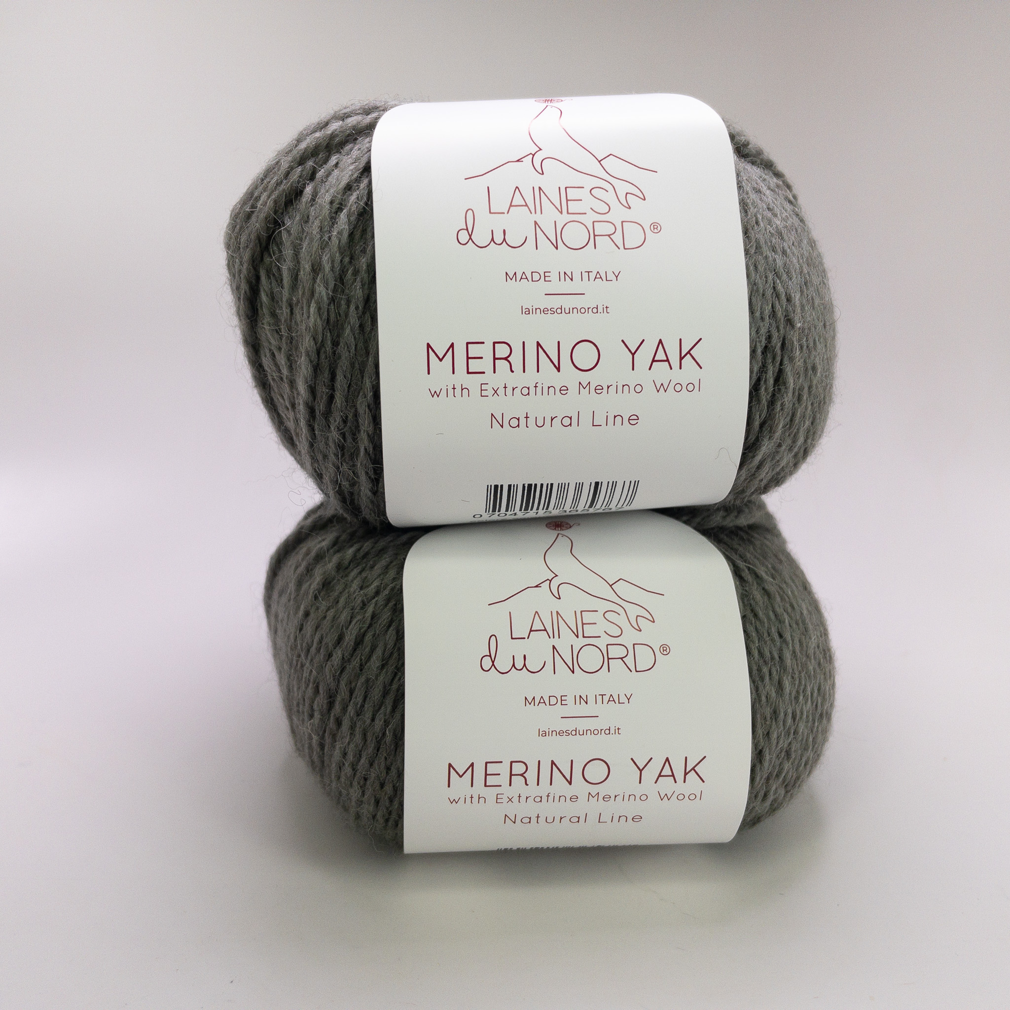 Laines du Nord Merino Yak Yarn - Lot of 2 Balls - Grey Color 10 - Matched Lot