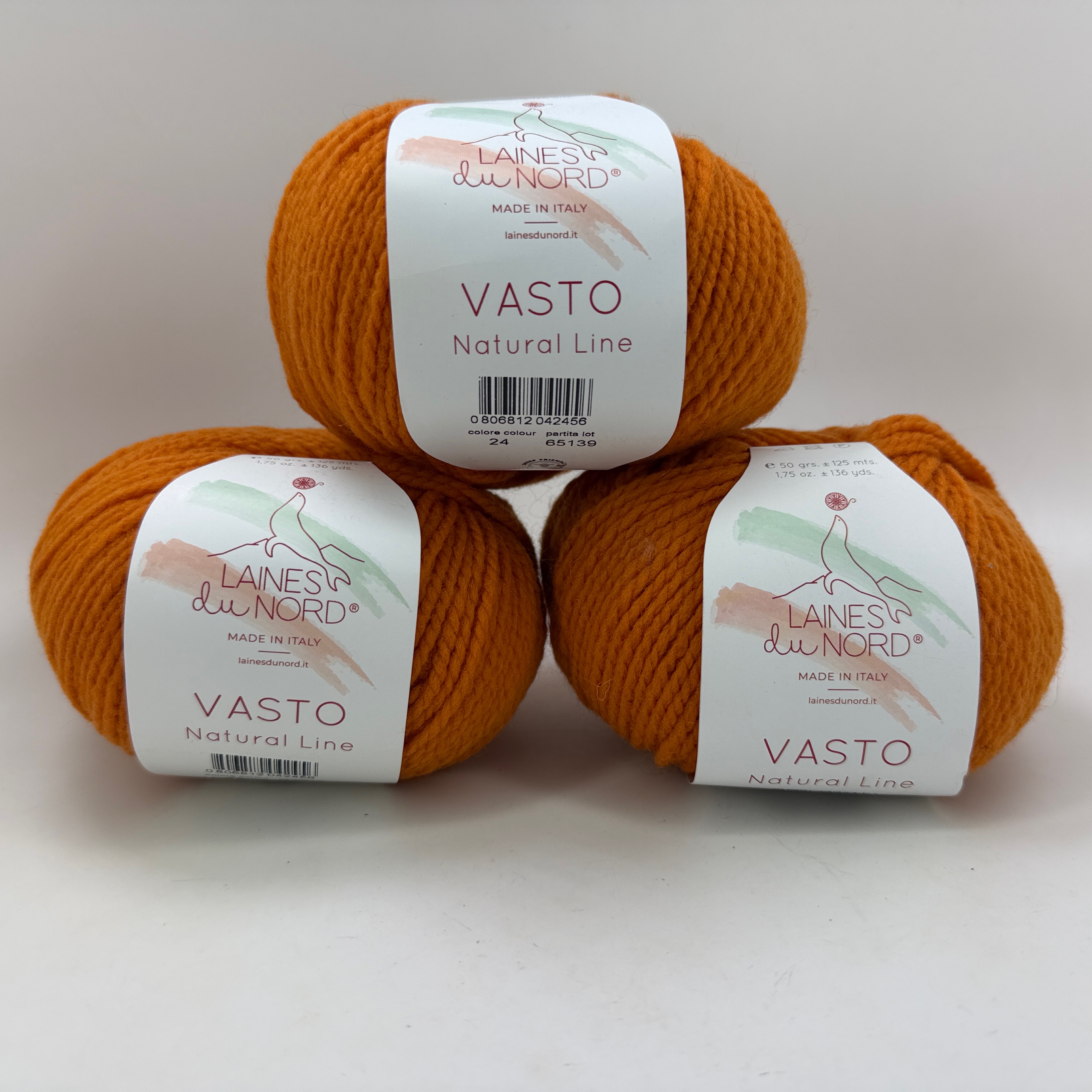 Laines du Nord Vasto Yarn Lot of 3 Skeins 100% Merino Wool Rust Color 24 150g