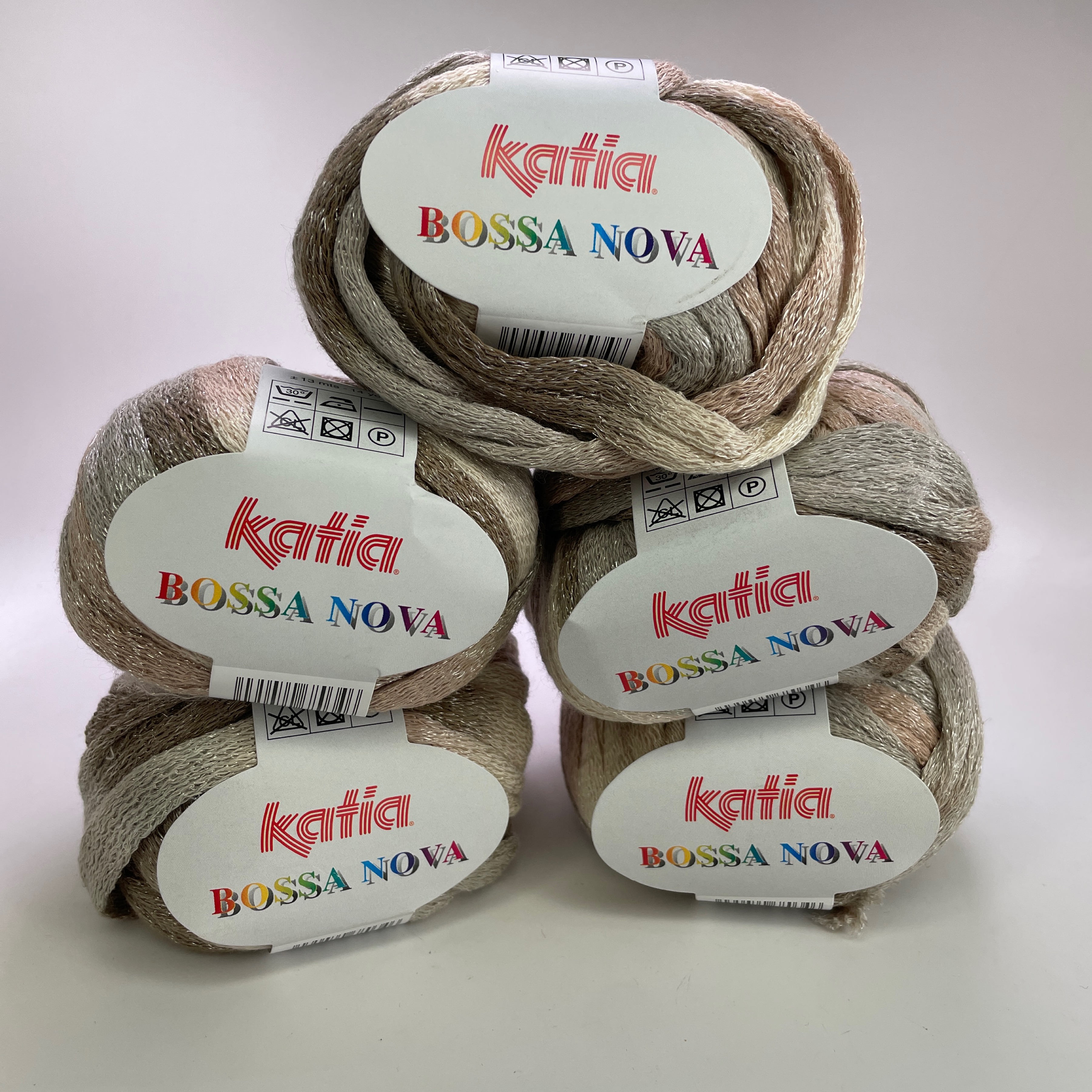 Katia Bossa Nova Ribbon Yarn Lot of 5 Color 73 Beige Ruffle Cotton Blend