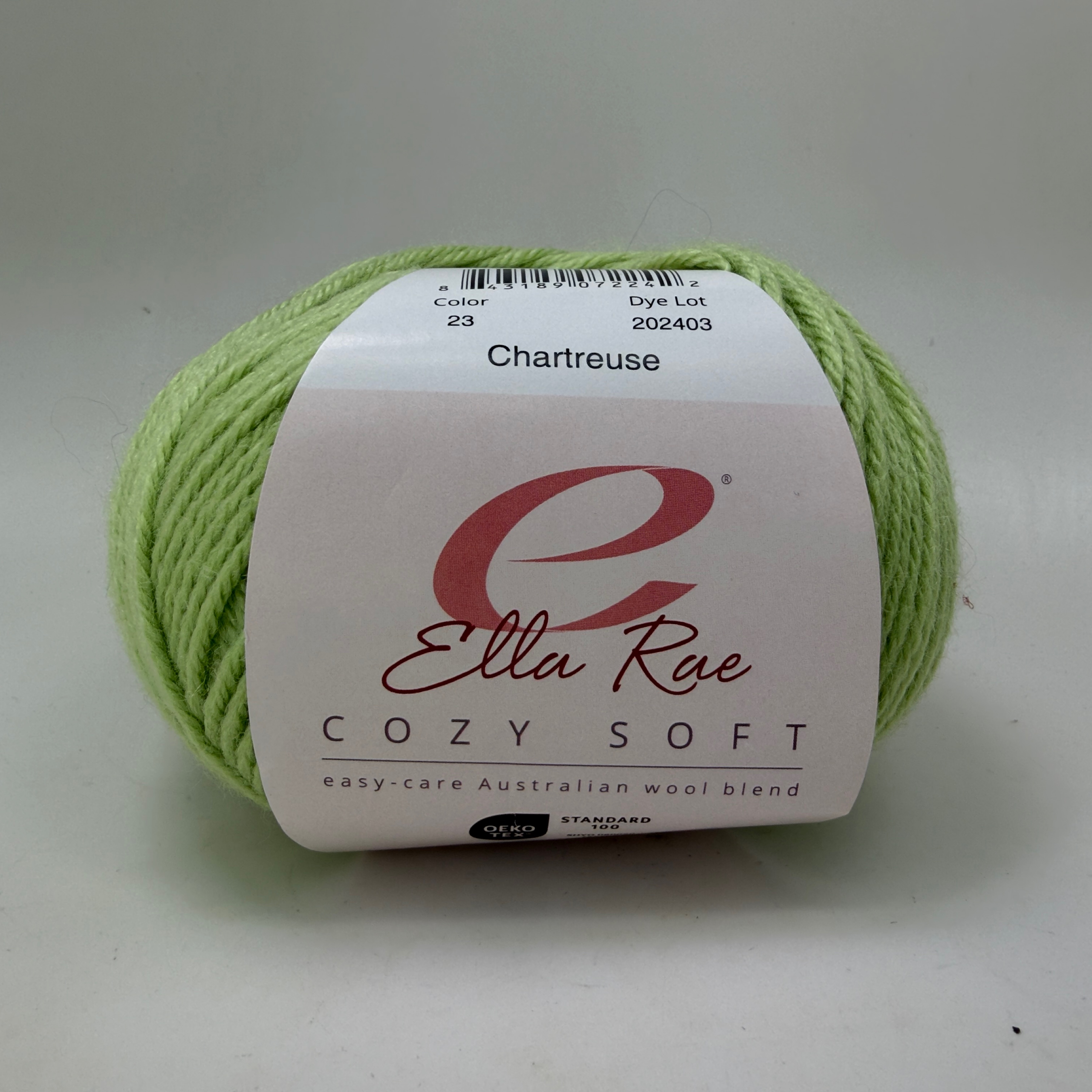 Ella Rae Cozy Soft Yarn Color 23 Chartreuse 100g Skein Wool Blend DK Light 3