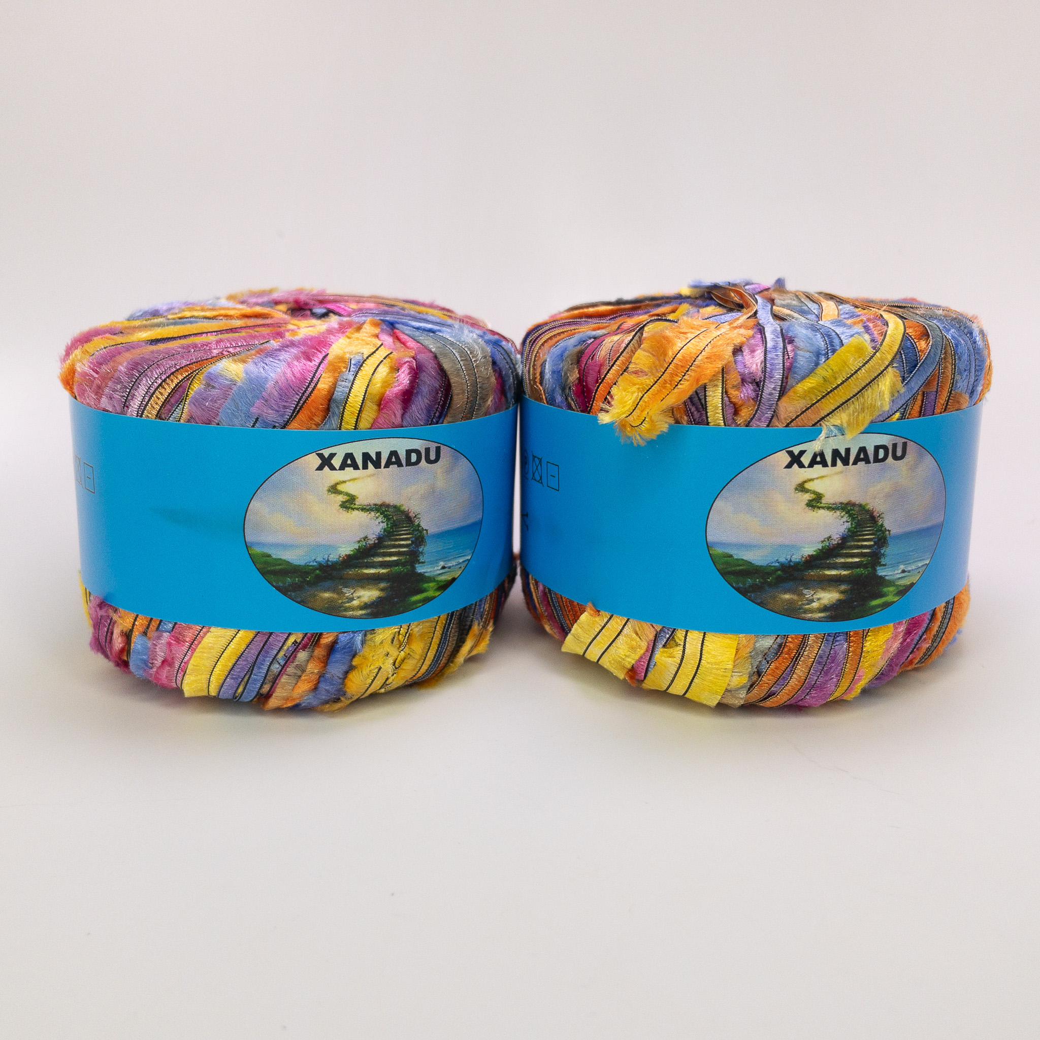 Xanadu Knitting Fever Nylon Ribbon Yarn Lot of 2 Color 8426 Multicolor Italy