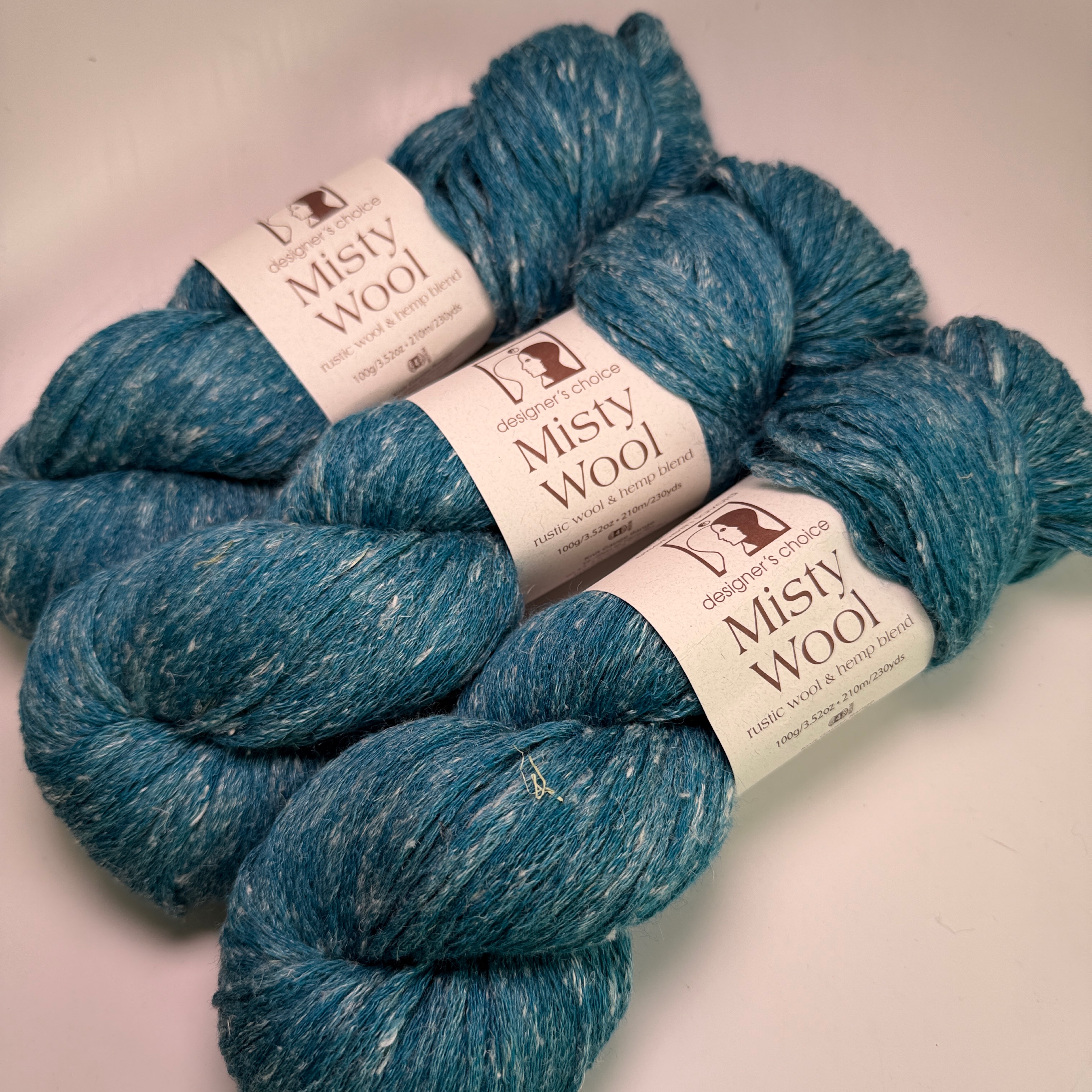 Lot of 3 Elsebeth Lavold Misty Wool Yarn - Color 18 Dark Turquoise - 300g Total
