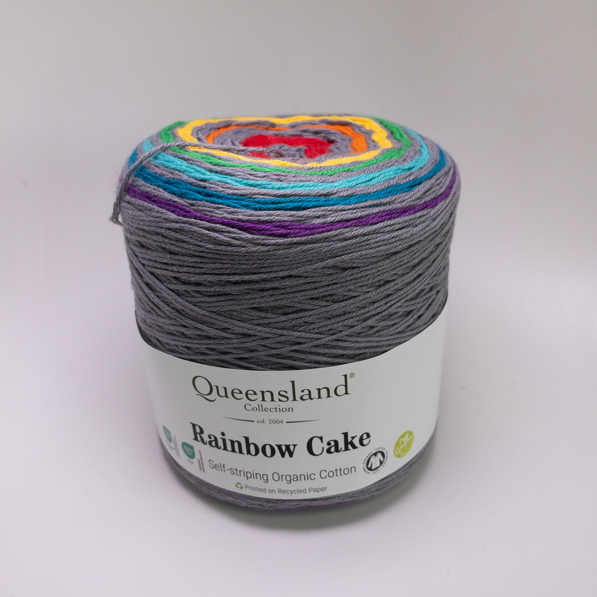 Queensland Collection Rainbow Cake Yarn 100% Organic Cotton Color 103 Flint 200g
