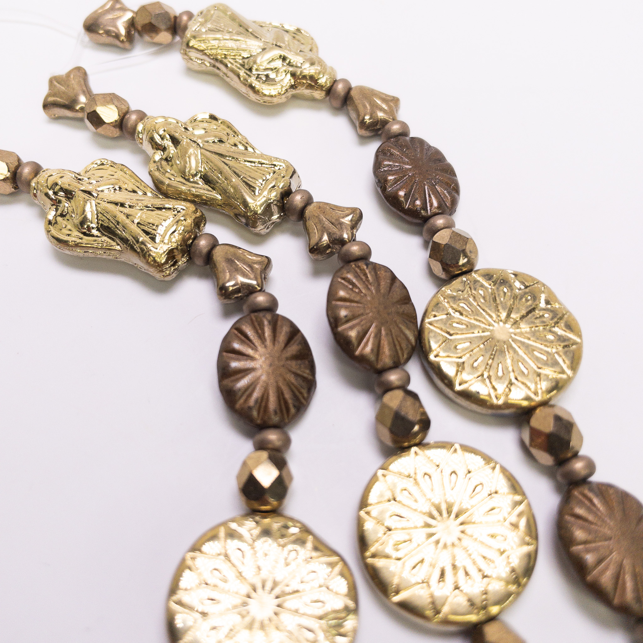 Czech Table Cut Glass Beads Strand Gold Bronze Angel Mix TCMIX-008 1 Strand