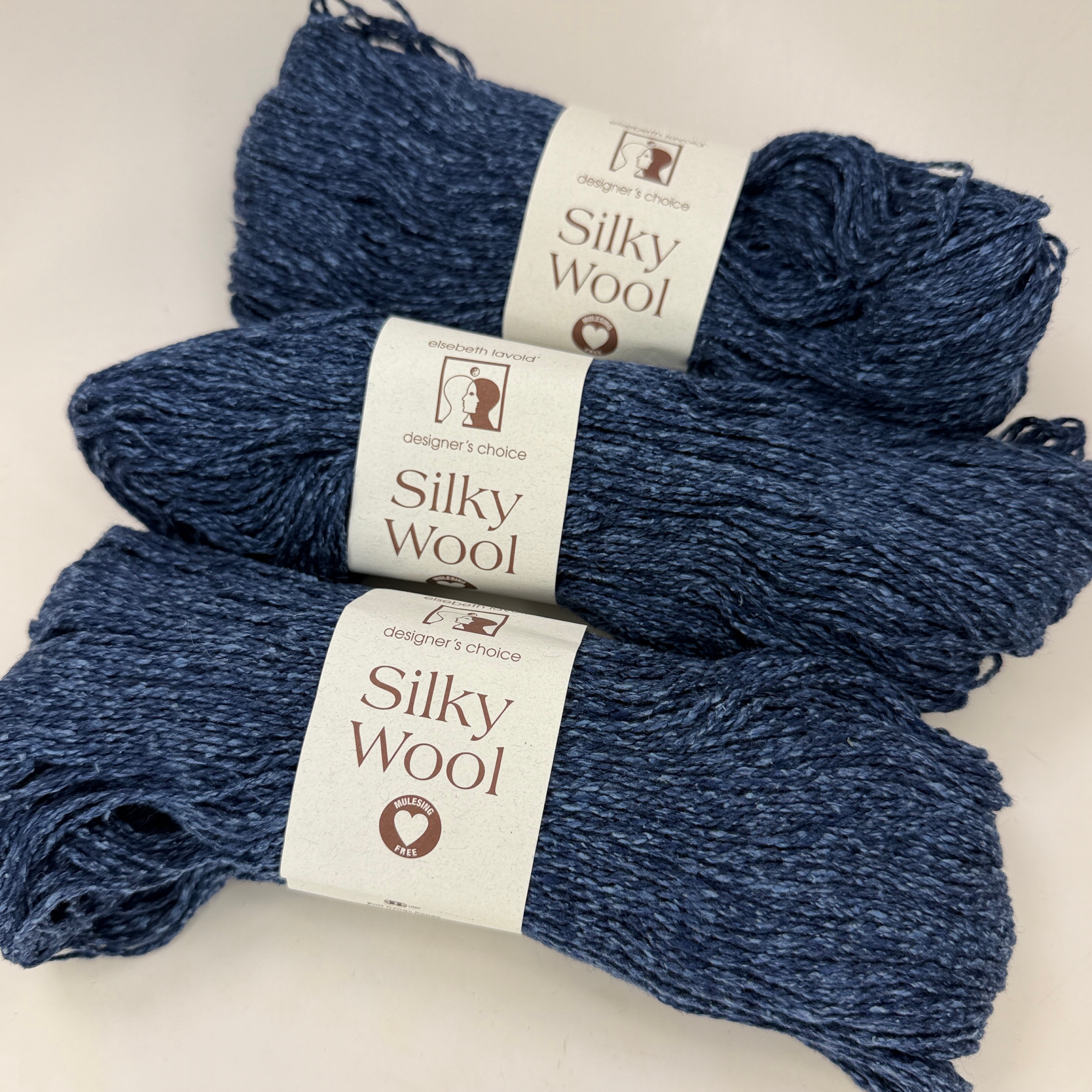 Elsebeth Lavold Silky Wool Yarn Prussian Blue 116 Lot of 3 Same Dye Lot 506 DK