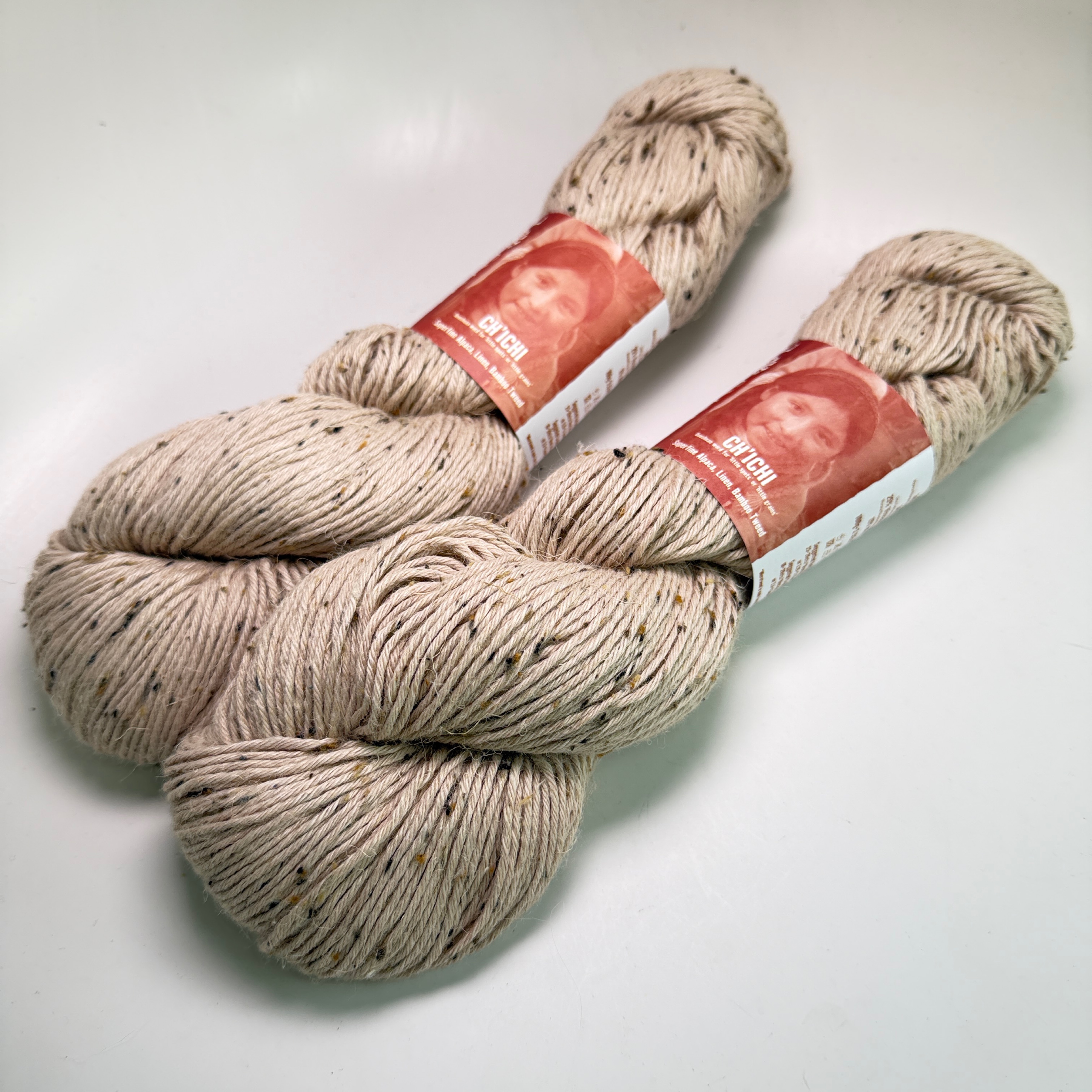 Lot of 2 CH'ICHI Euro Yarns Alpaca Linen Bamboo Tweed Yarn Shade 02 Cattail 100g