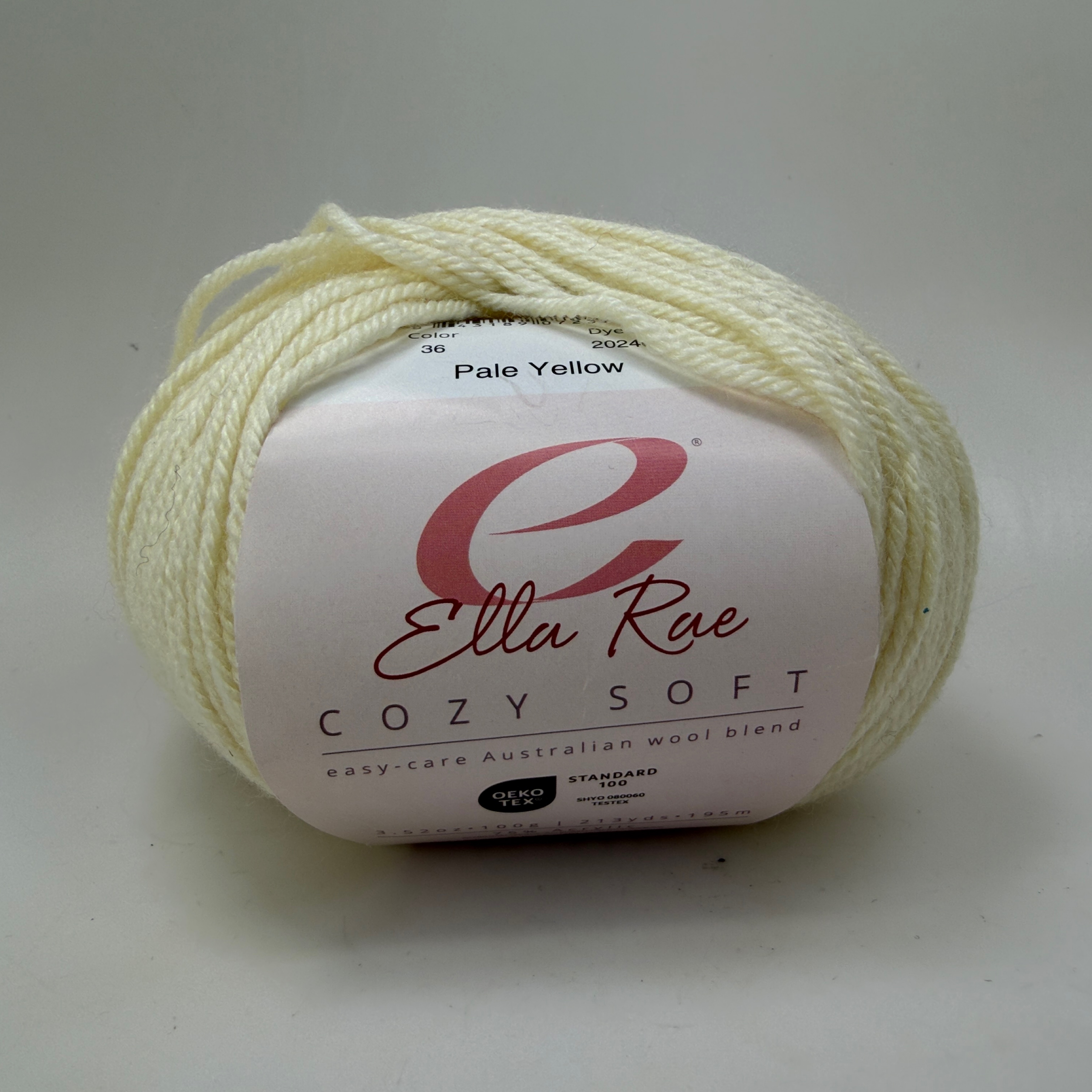 Ella Rae Cozy Soft Yarn Color 36 Pale Yellow 100g Skein DK Light 3 Wool Blend