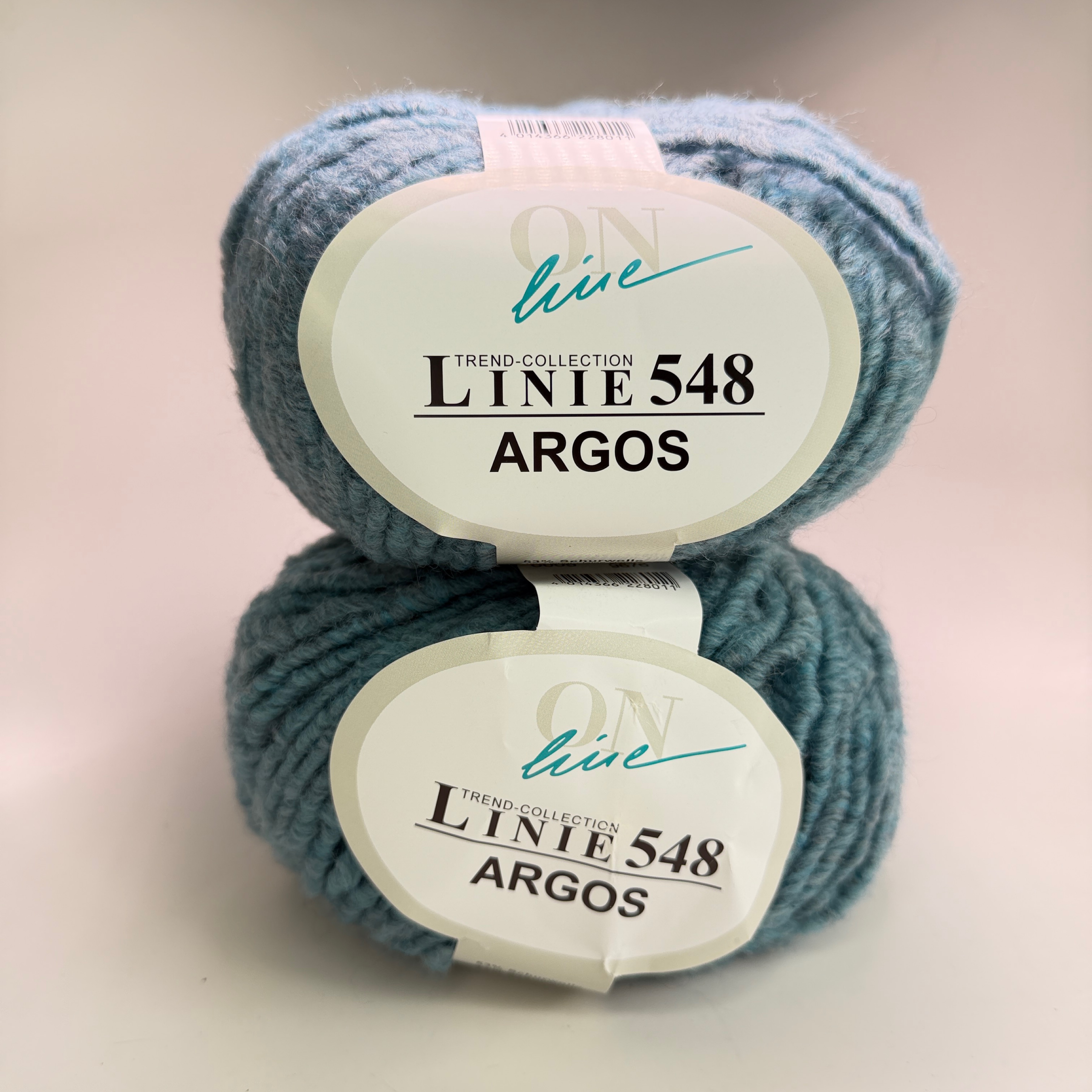 ON line Linie 548 Argos Yarn Farbe 0005 Blue Grey Marl Bulky 100g - Lot of 2
