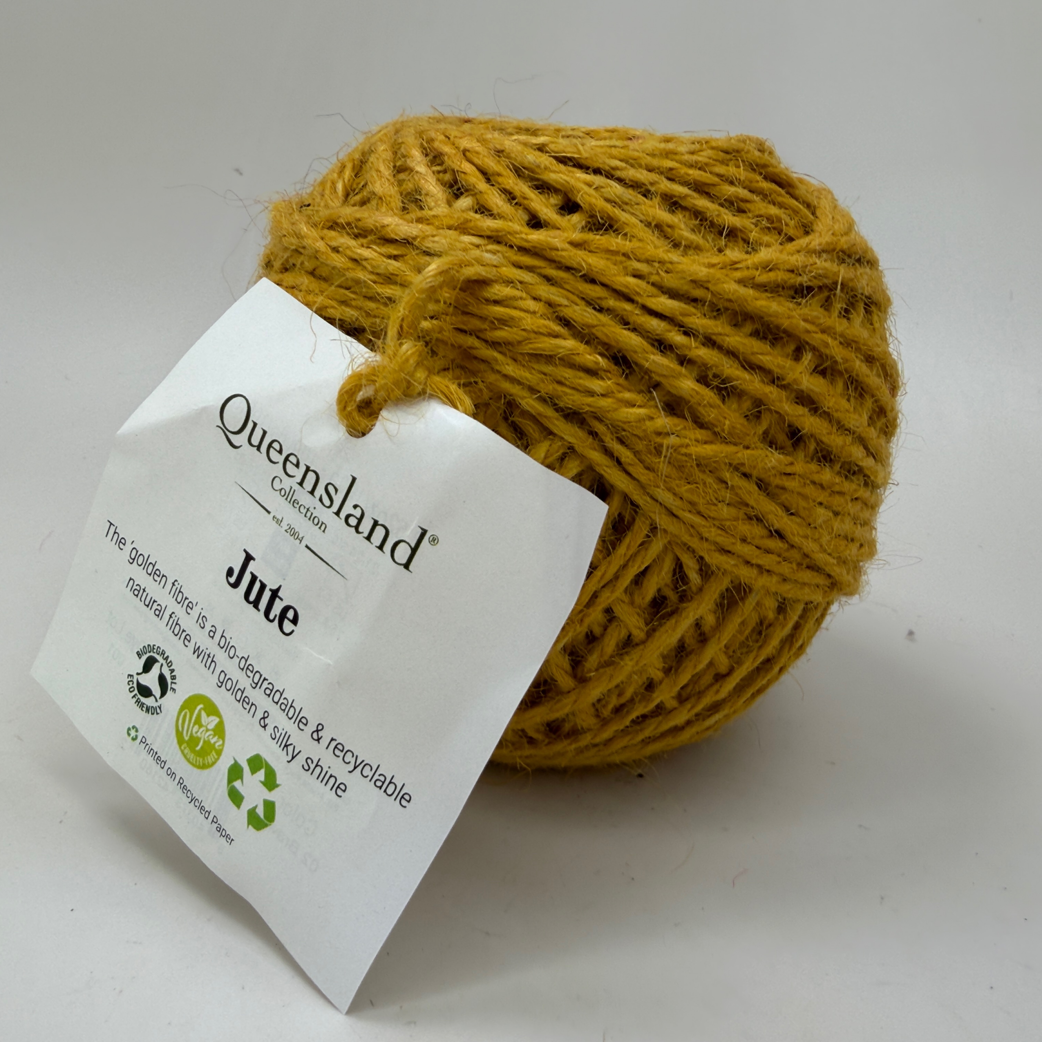 Queensland Collection 100% Jute Yarn 100g Color 02 Brawny Golden Yellow DK