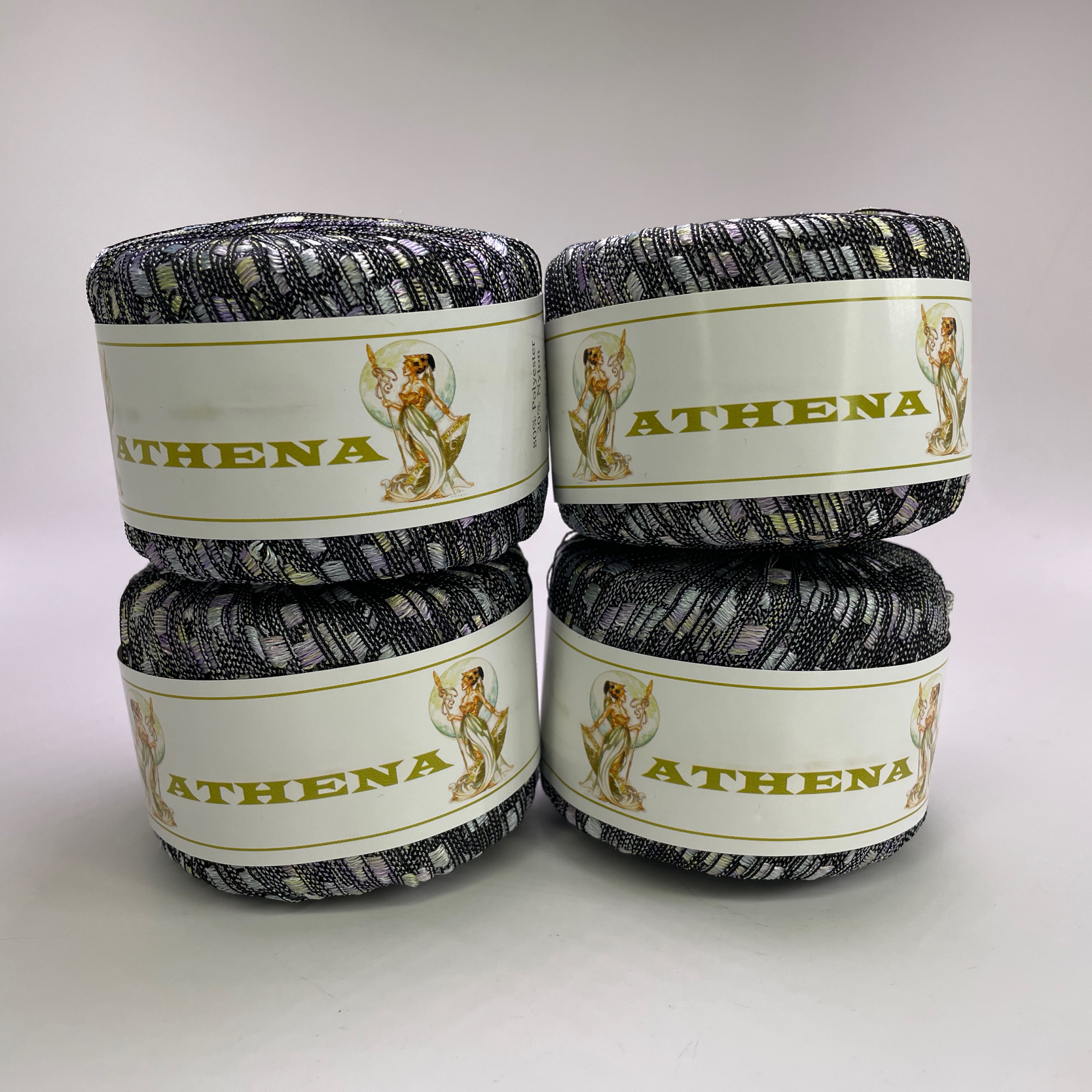 Lot of 4 Athena Ladder Yarn Color 29 Multi Metallic Trellis Ribbon Made in Italy