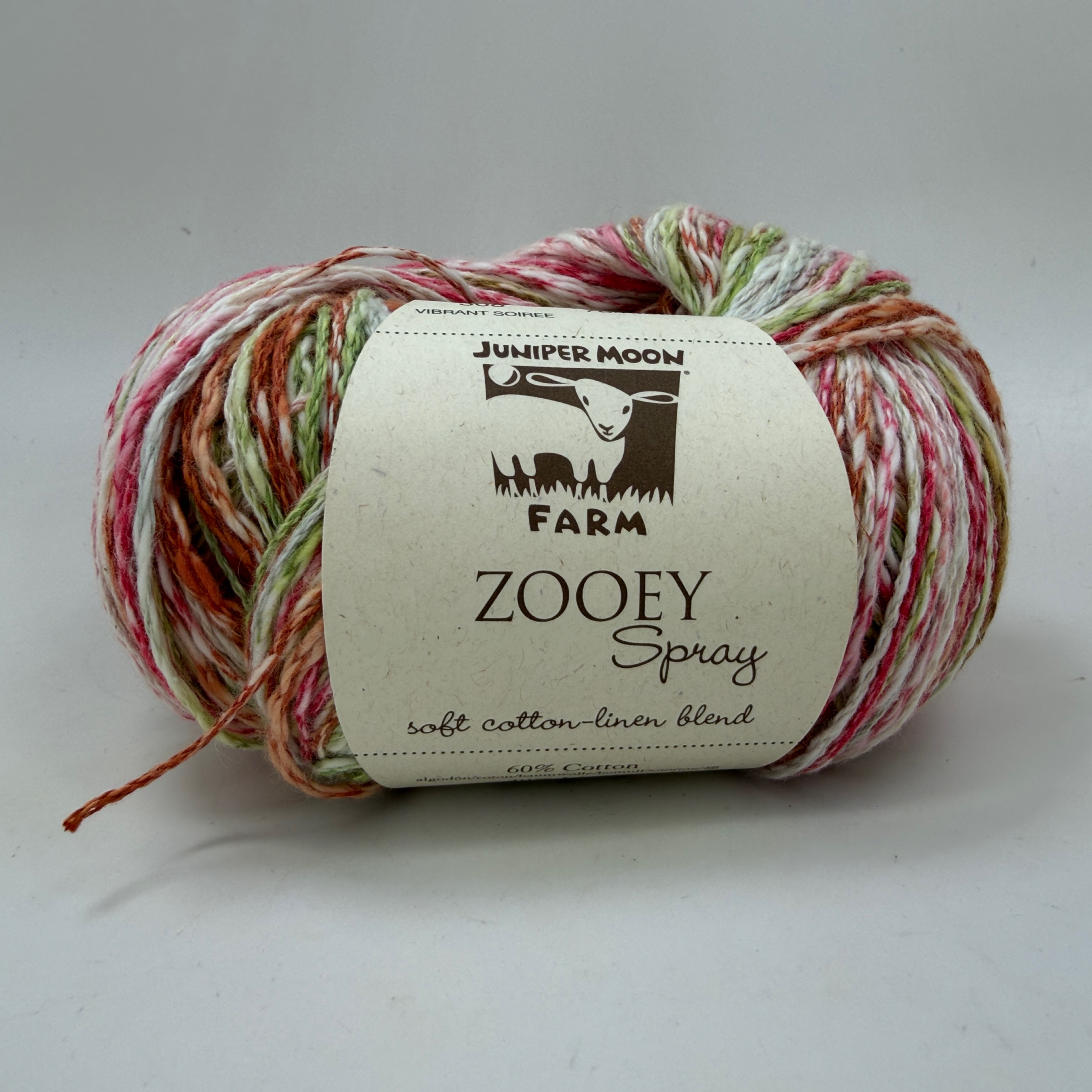 Juniper Moon Farm Zooey Spray Yarn 100g Color 308 Vibrant Soiree Cotton Linen
