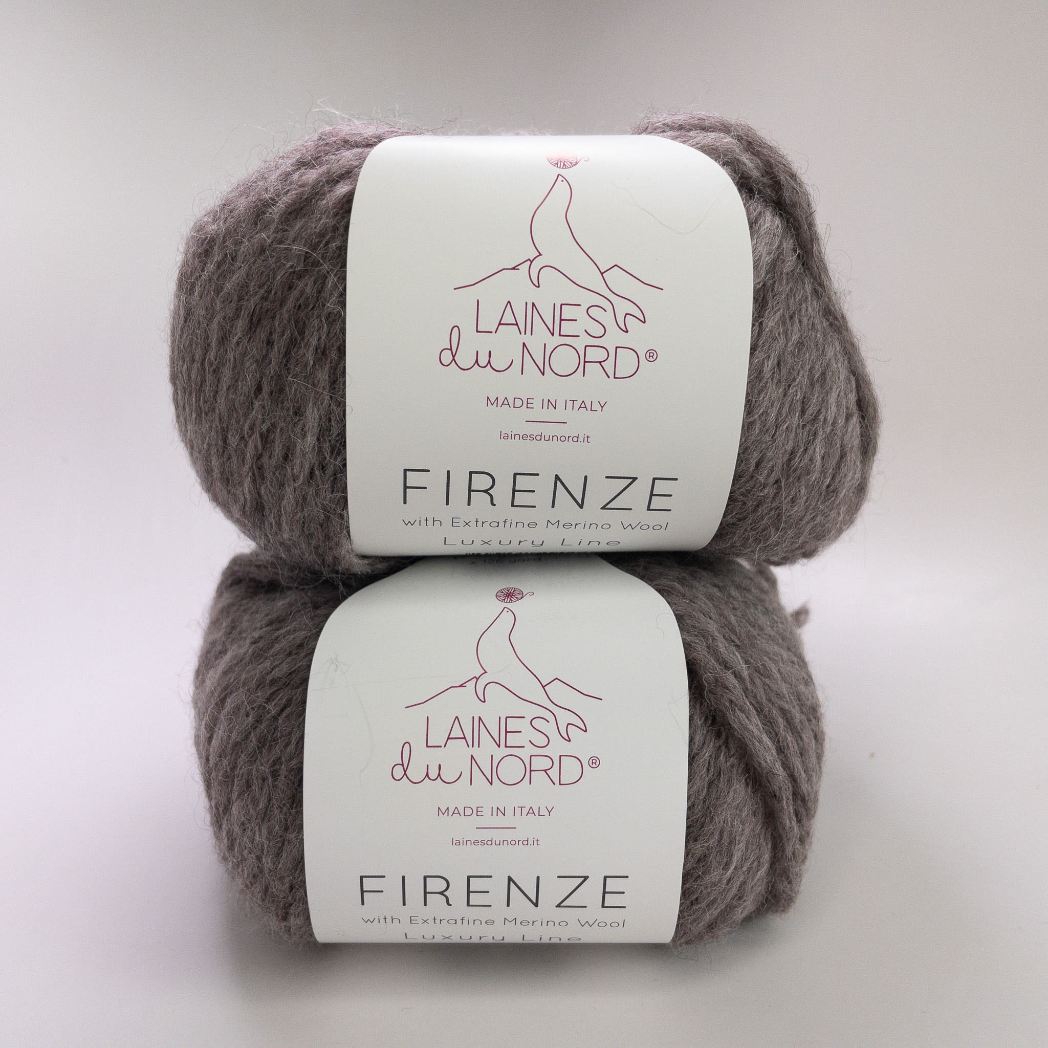 Laines du Nord Firenze Yarn Lot of 2 Skeins Color 4 Taupe Merino Wool Italy