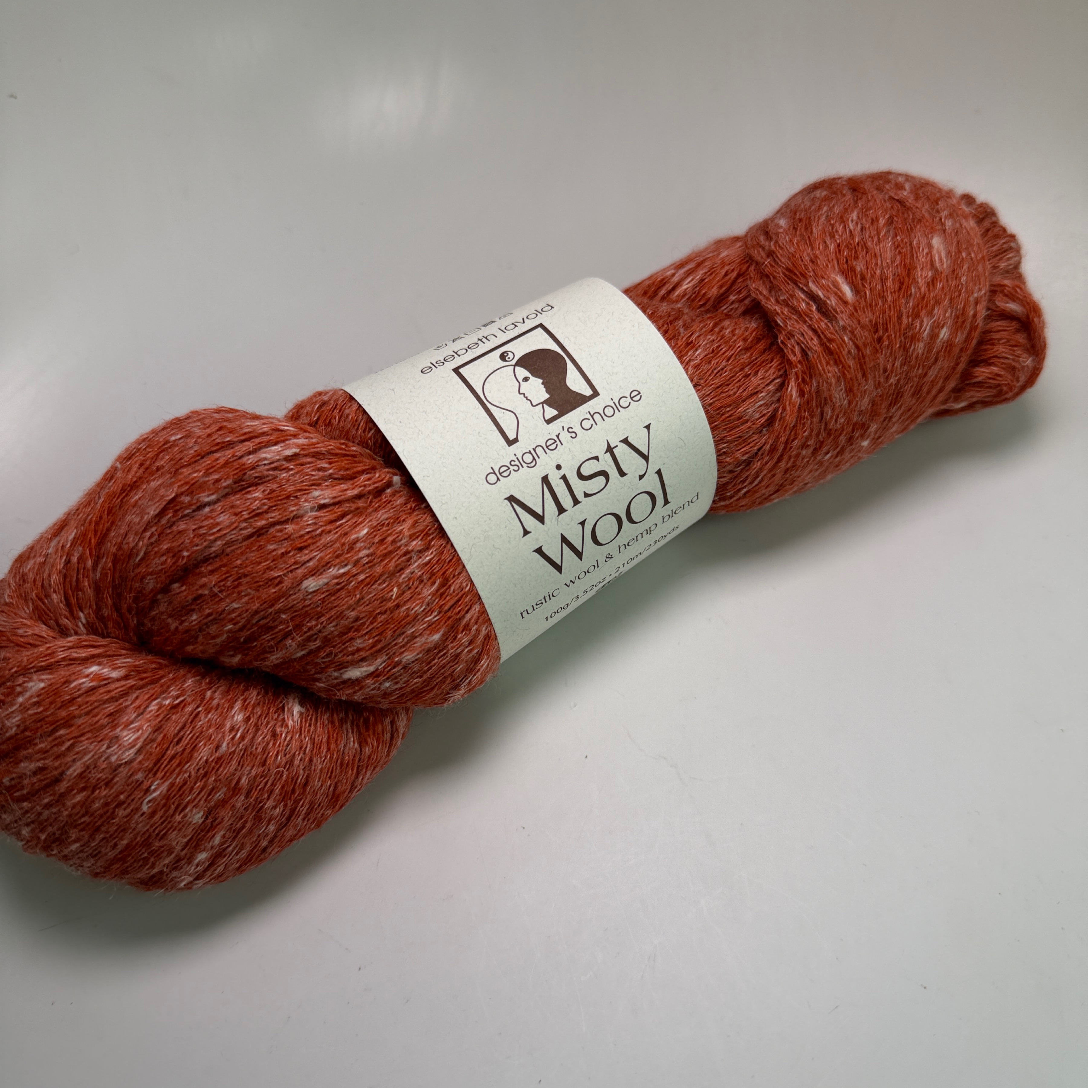 Elsebeth Lavold Misty Wool Yarn Color 12 Scarlet 100g Hank Wool Hemp Blend