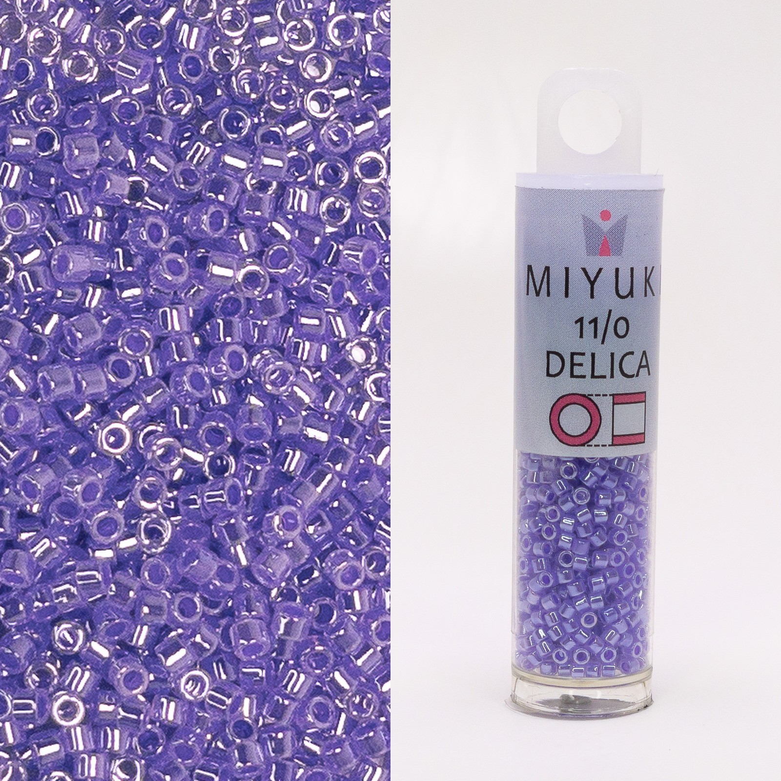 Miyuki Delica 11/0 Lined Crystal/Purple DB249 7.2g Tube