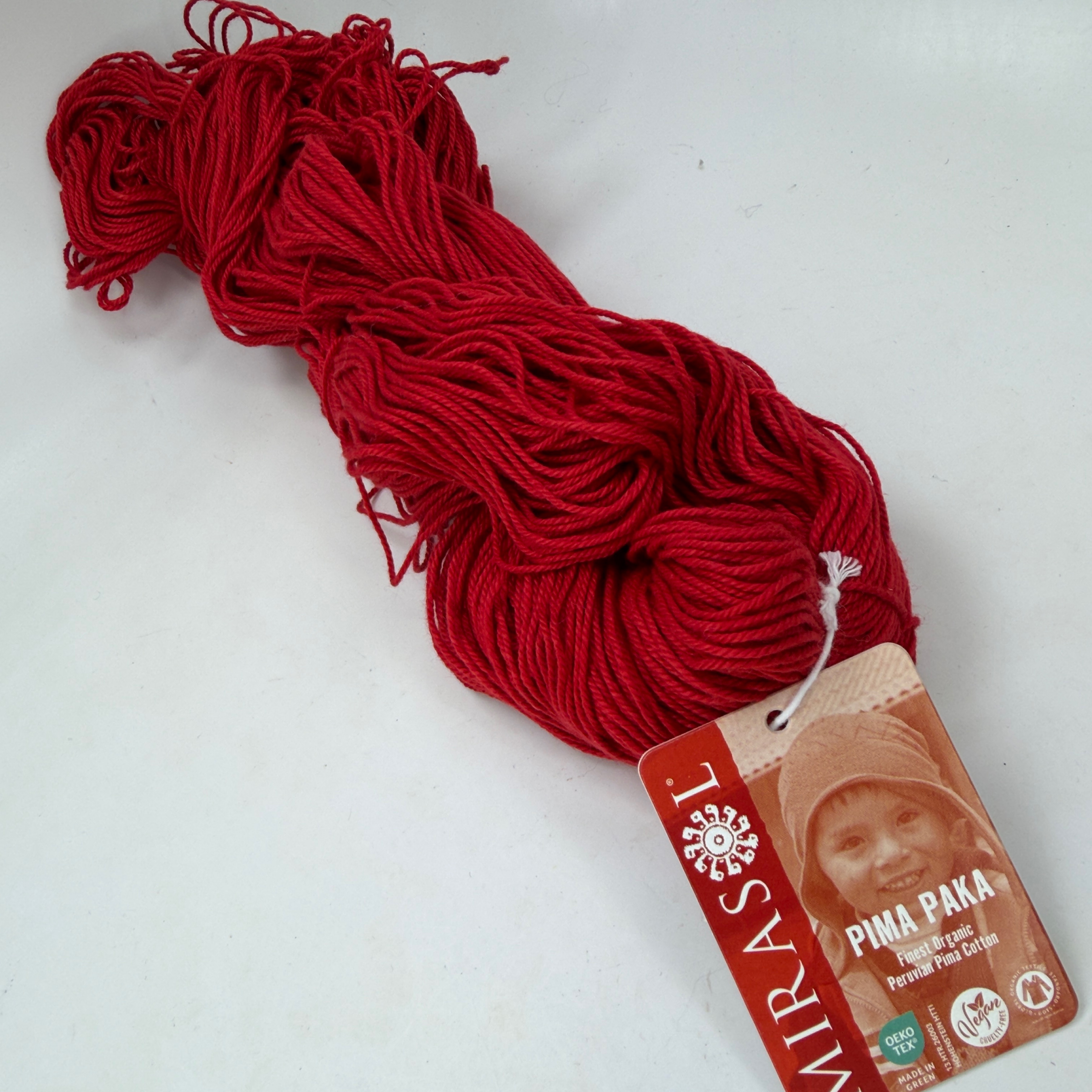 Mirasol Pima Paka Yarn 100% Organic Peruvian Pima Cotton 100g Hank 1008 Carmine