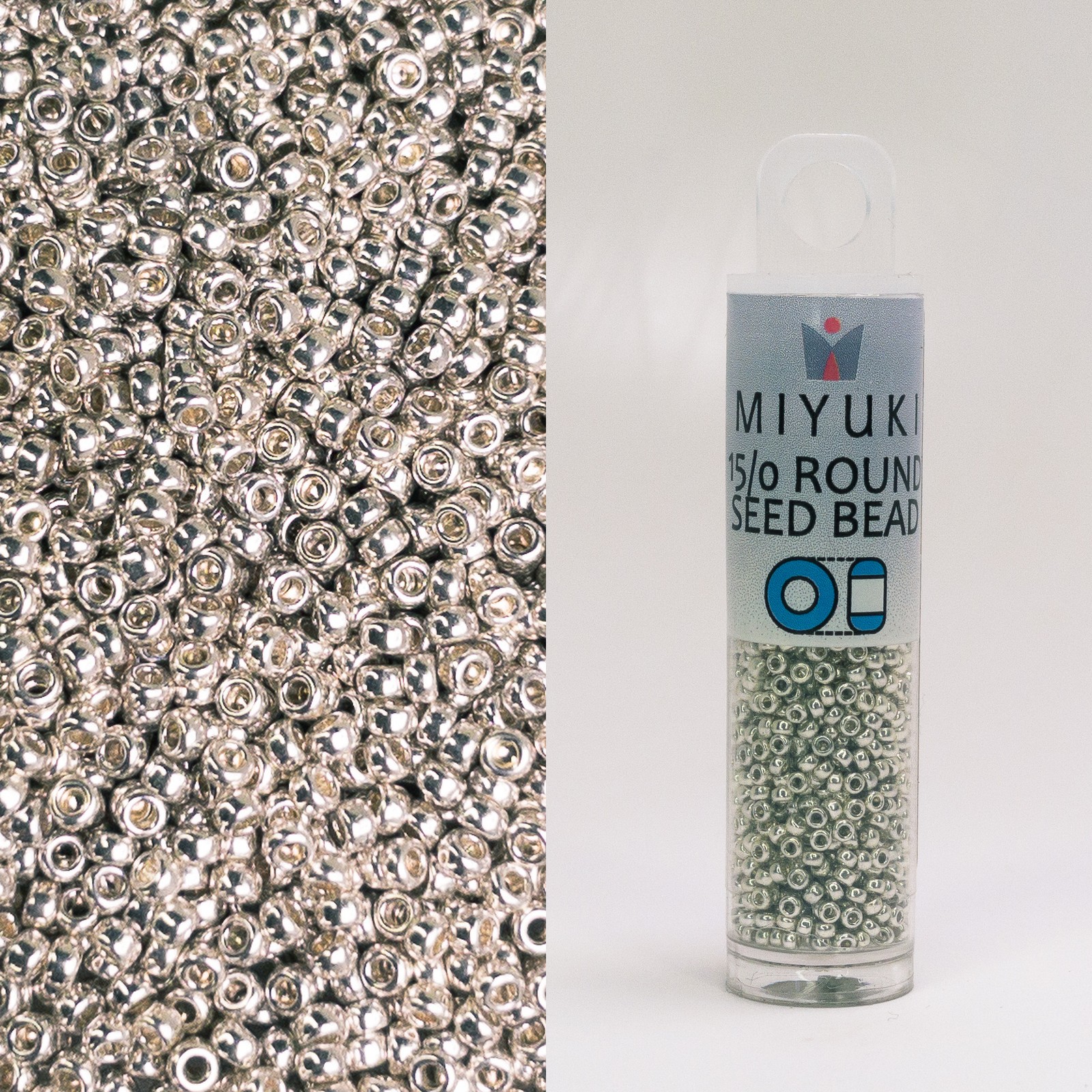 Miyuki 15/0 Seed Beads Galv Silver 8.2g Tube Japanese Glass
