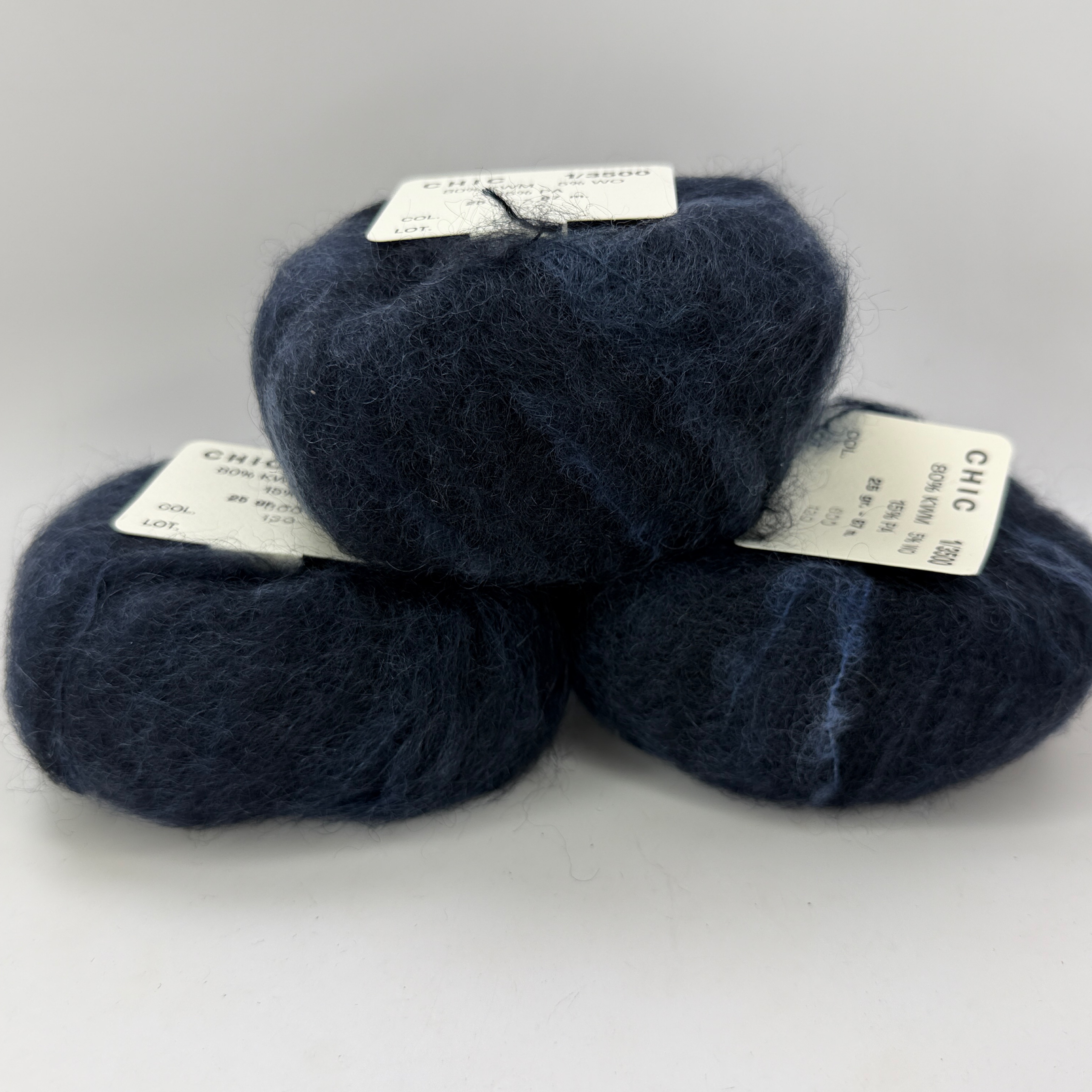 Lot of 3 CHIC 1/3500 Kid Mohair Wool Blend Yarn Skeins 25g Color 800 Lot 130