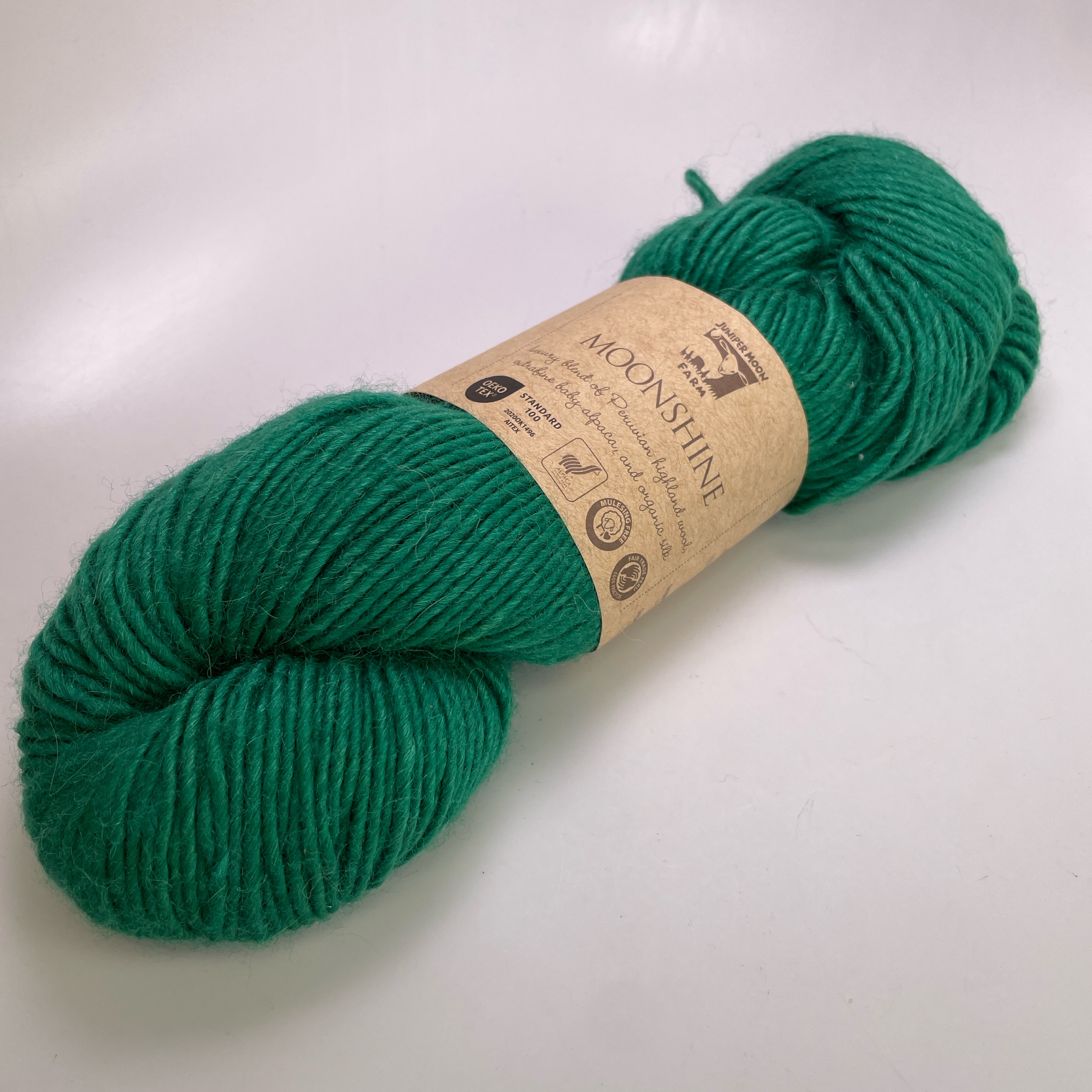 Juniper Moon Farm Moonshine Yarn Color 96 Green Wool Alpaca Silk 100g Worsted